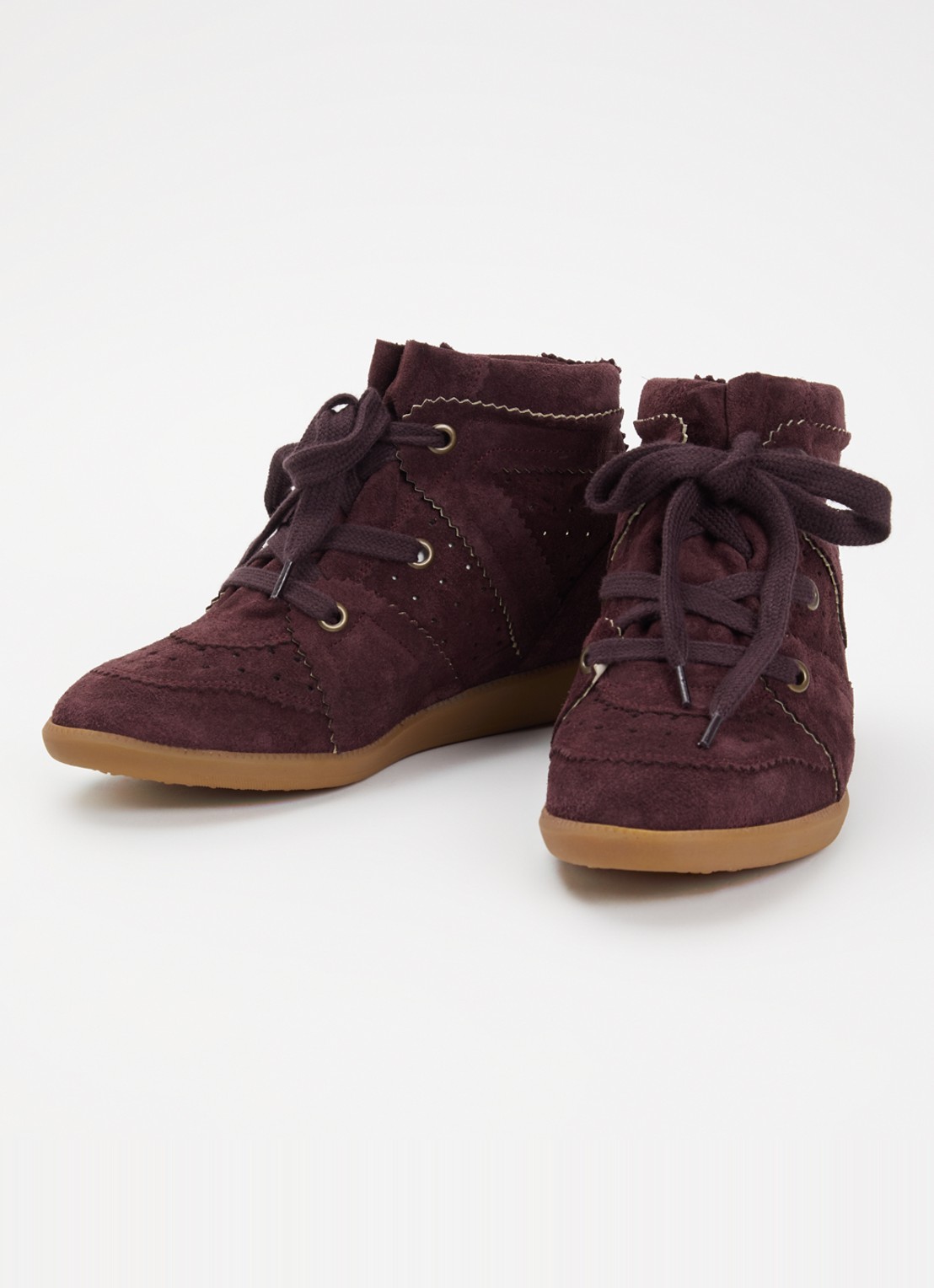Isabel Marant Bobby sneakerwedge van kalfssuède  - detail 4 aubergine