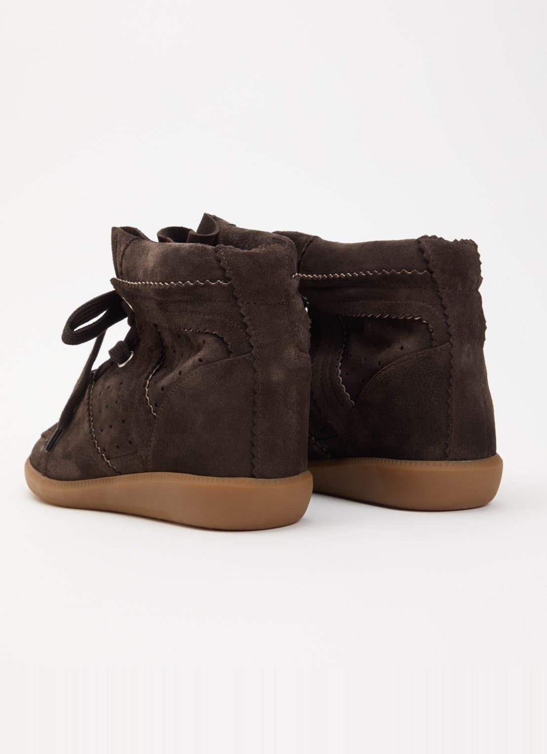 Isabel Marant Bobby sneakerwedge van kalfssuéde  - achterkant 2 chocoladebruin