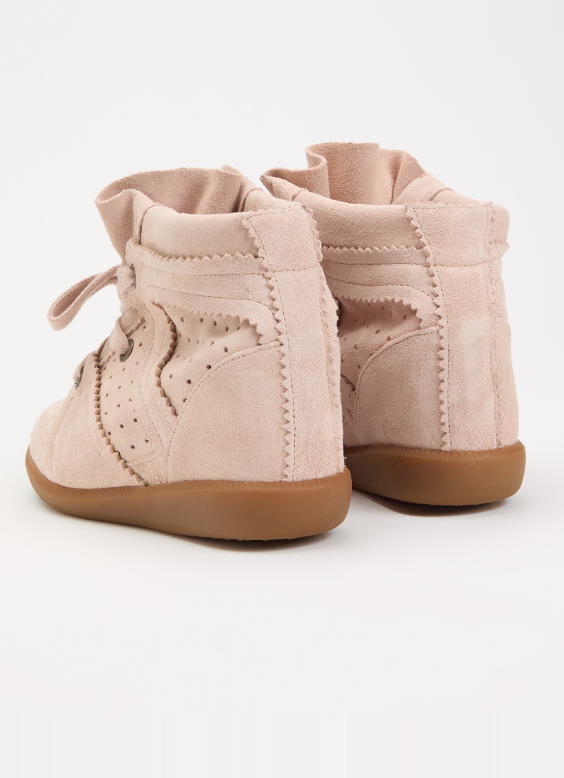 Isabel Marant Bobby sneakerwedge van suède - achterkant 6 lichtroze