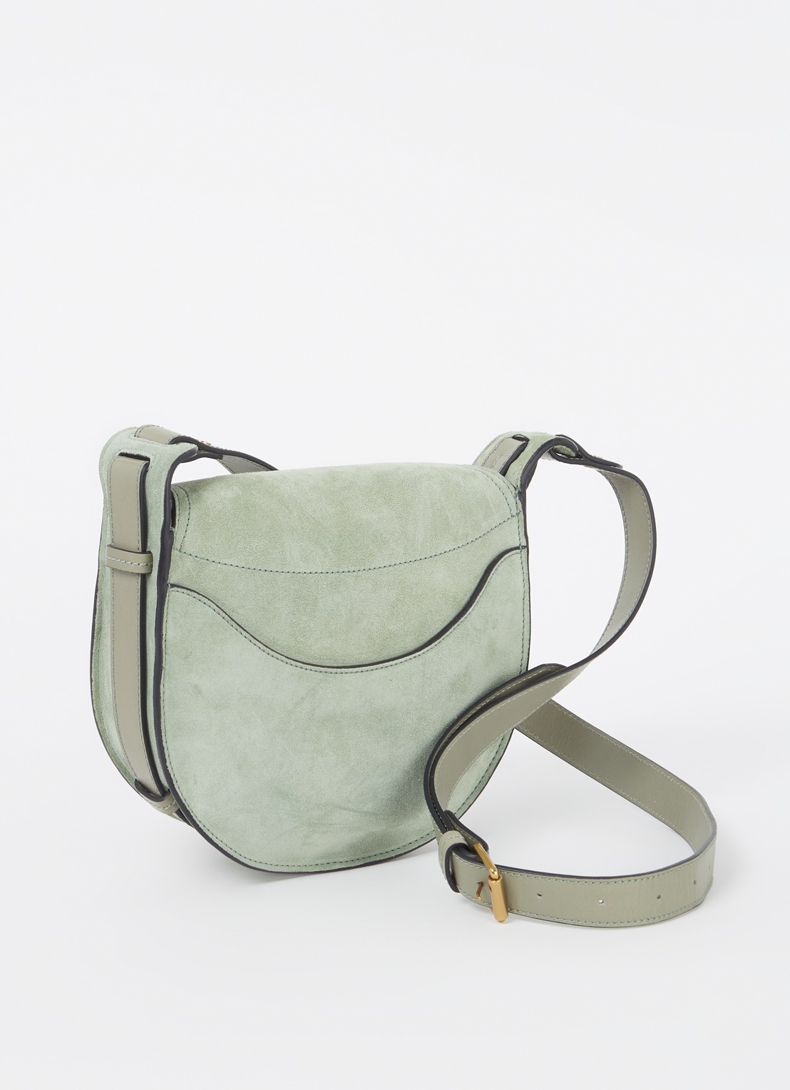 Isabel Marant Botsy crossbodytas van kalfssuède met leren details - achterkant groen
