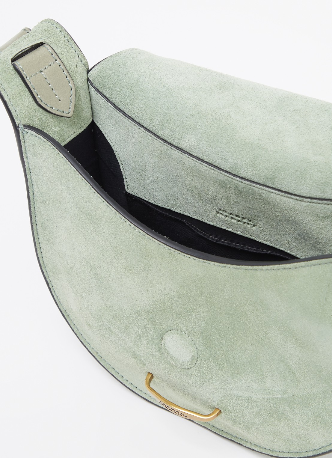 Isabel Marant Botsy crossbodytas van kalfssuède met leren details - detail 4 groen