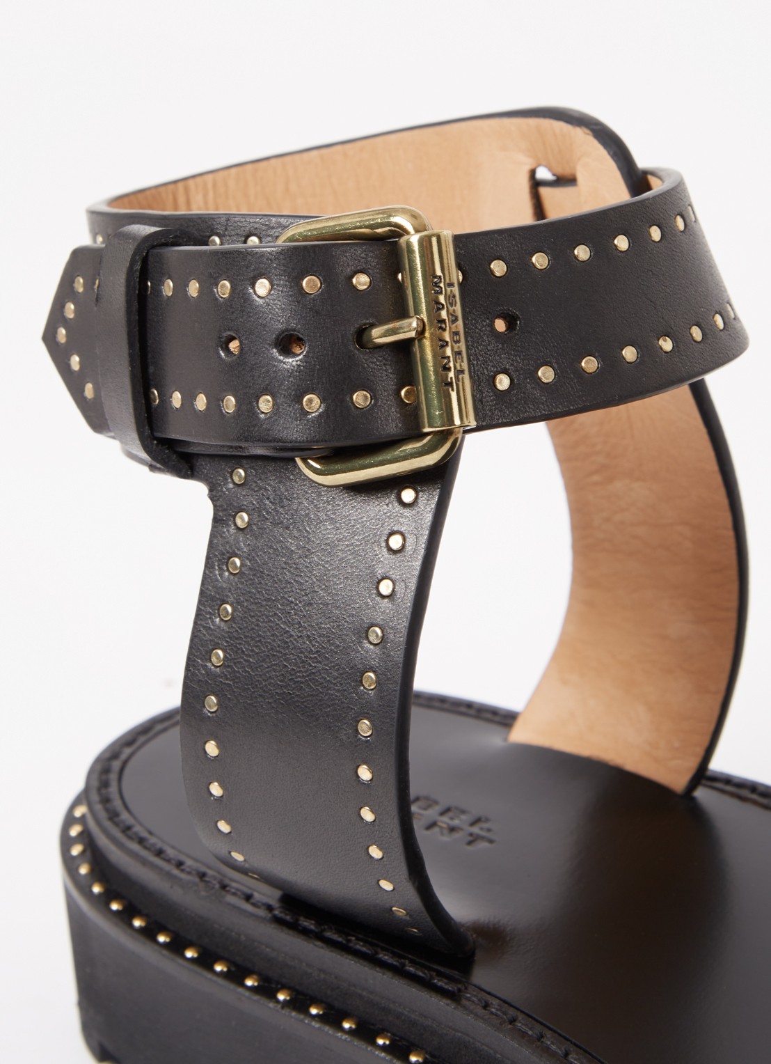 Isabel Marant Breena sandaal van leer met studs - detail 6 zwart