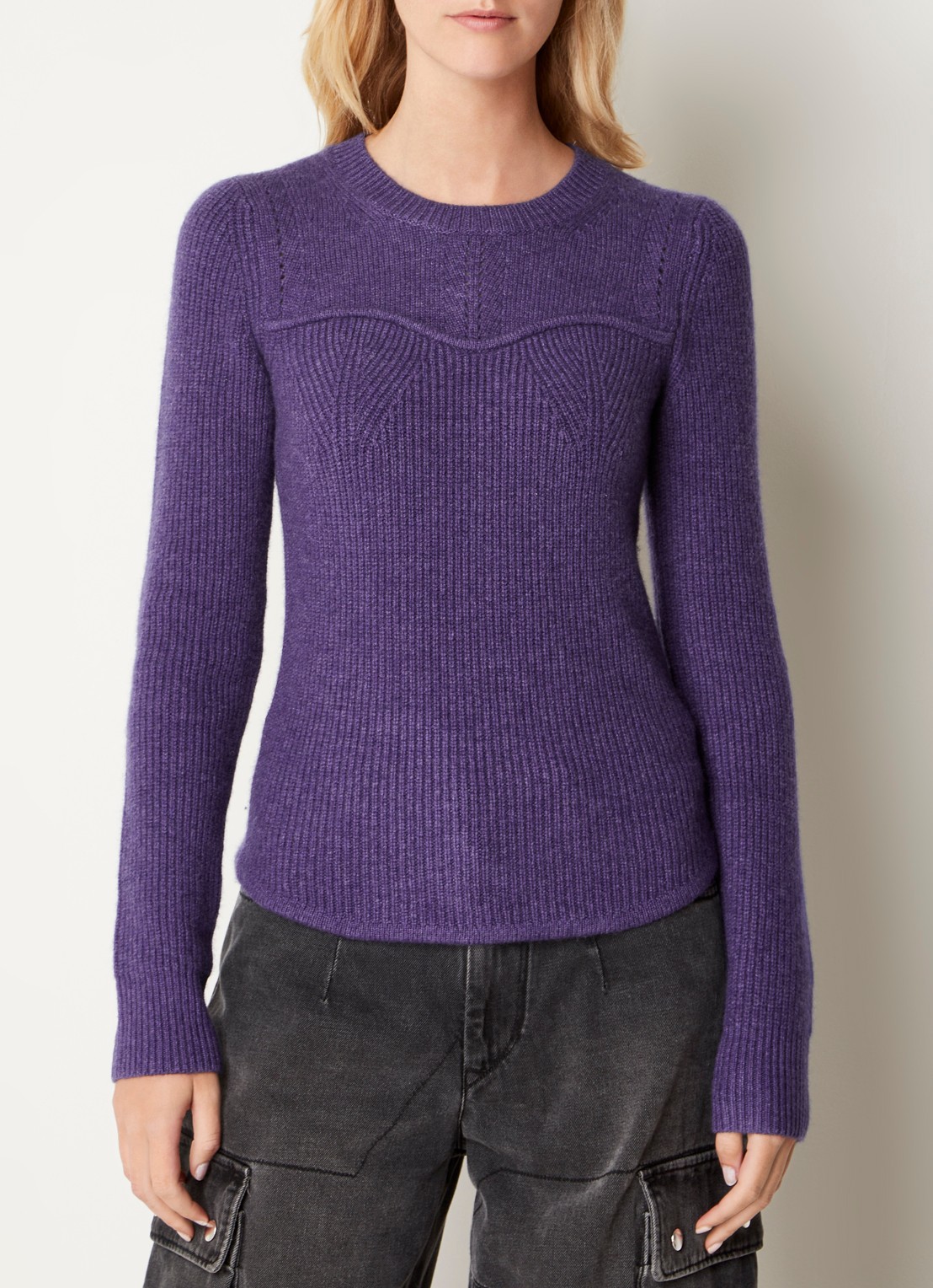 Isabel Marant Brumea fijngebreide pullover in kasjmierblend - detail 2 paars