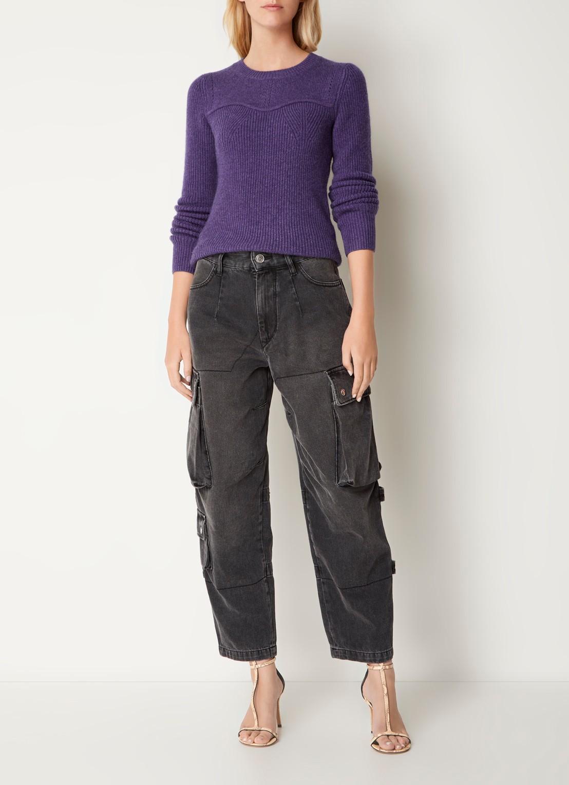 Isabel Marant Brumea fijngebreide pullover in kasjmierblend - voorkant 5 paars