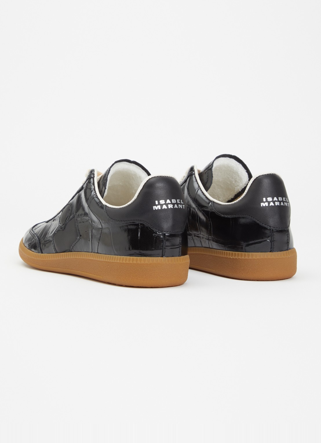 Isabel Marant Bryce sneaker van lakleer met crocostructuur - achterkant zwart