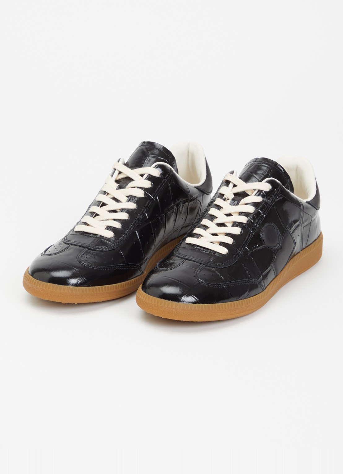 Isabel Marant Bryce sneaker van lakleer met crocostructuur - detail 4 zwart