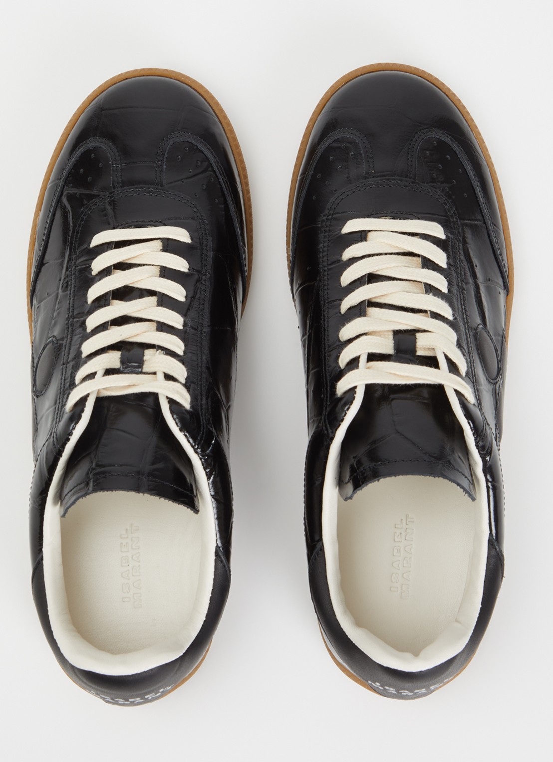 Isabel Marant Bryce sneaker van lakleer met crocostructuur - detail 5 zwart