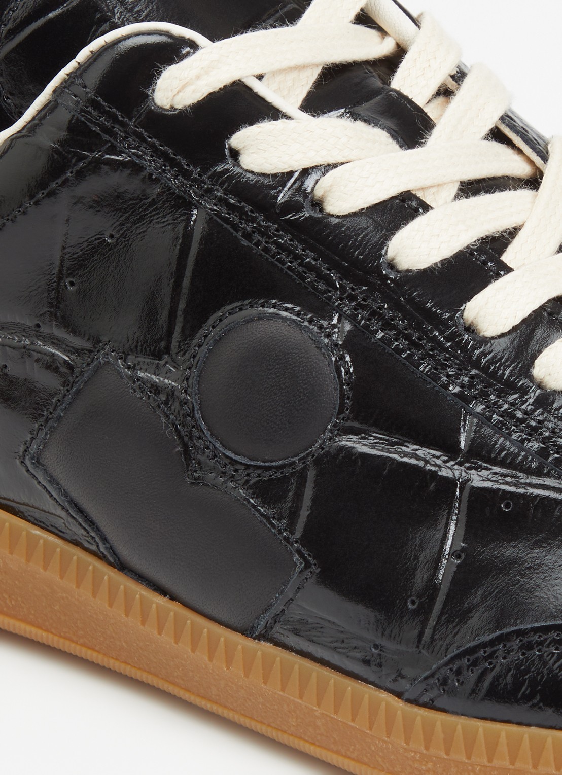 Isabel Marant Bryce sneaker van lakleer met crocostructuur - detail 7 zwart