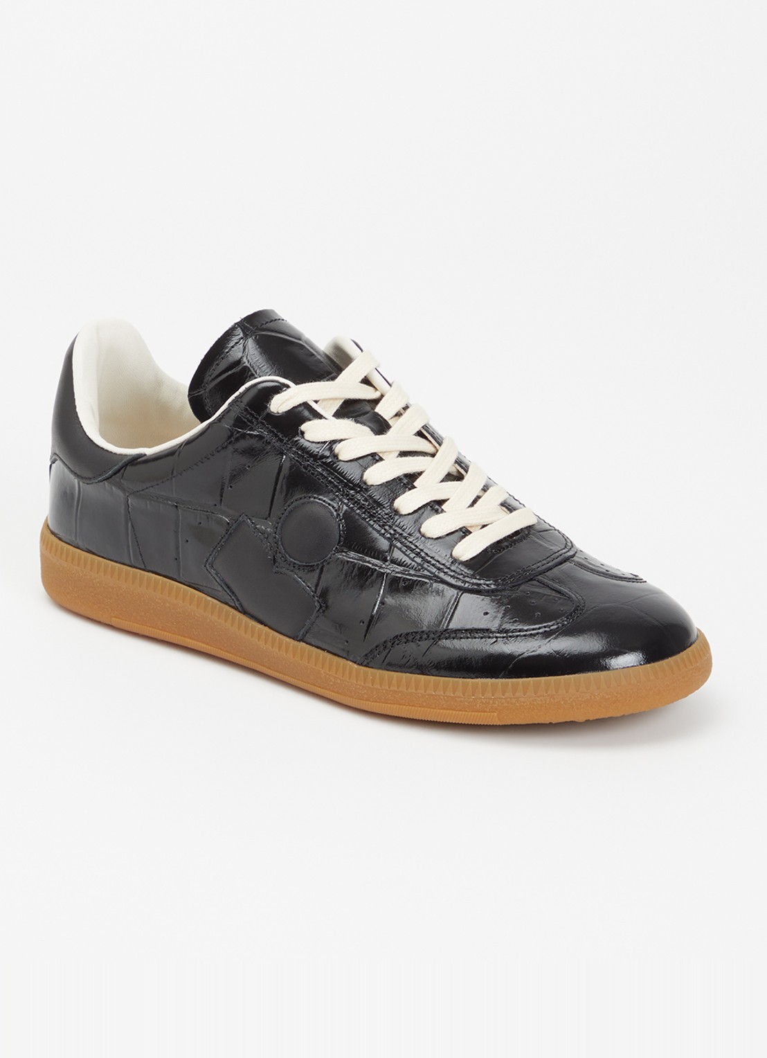 Isabel Marant Bryce sneaker van lakleer met crocostructuur - voorkant 2 zwart