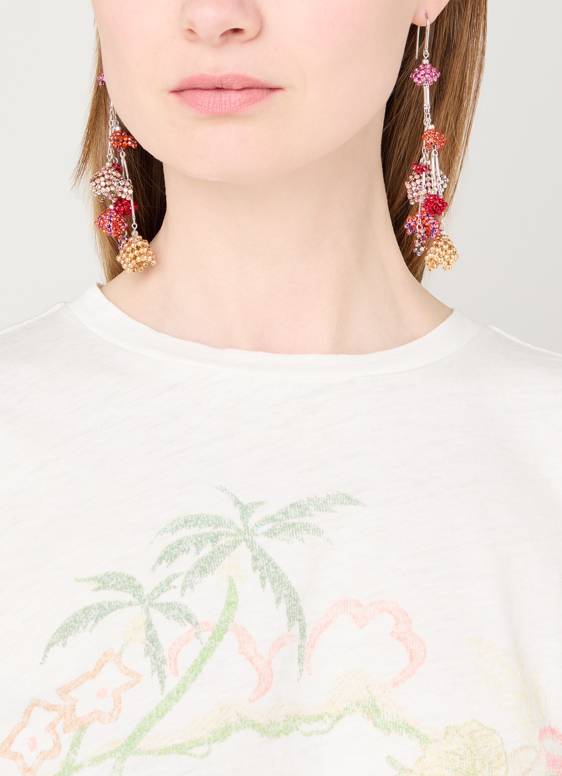 Isabel Marant Catalina oorhangers met kristal - voorkant 2 zilver