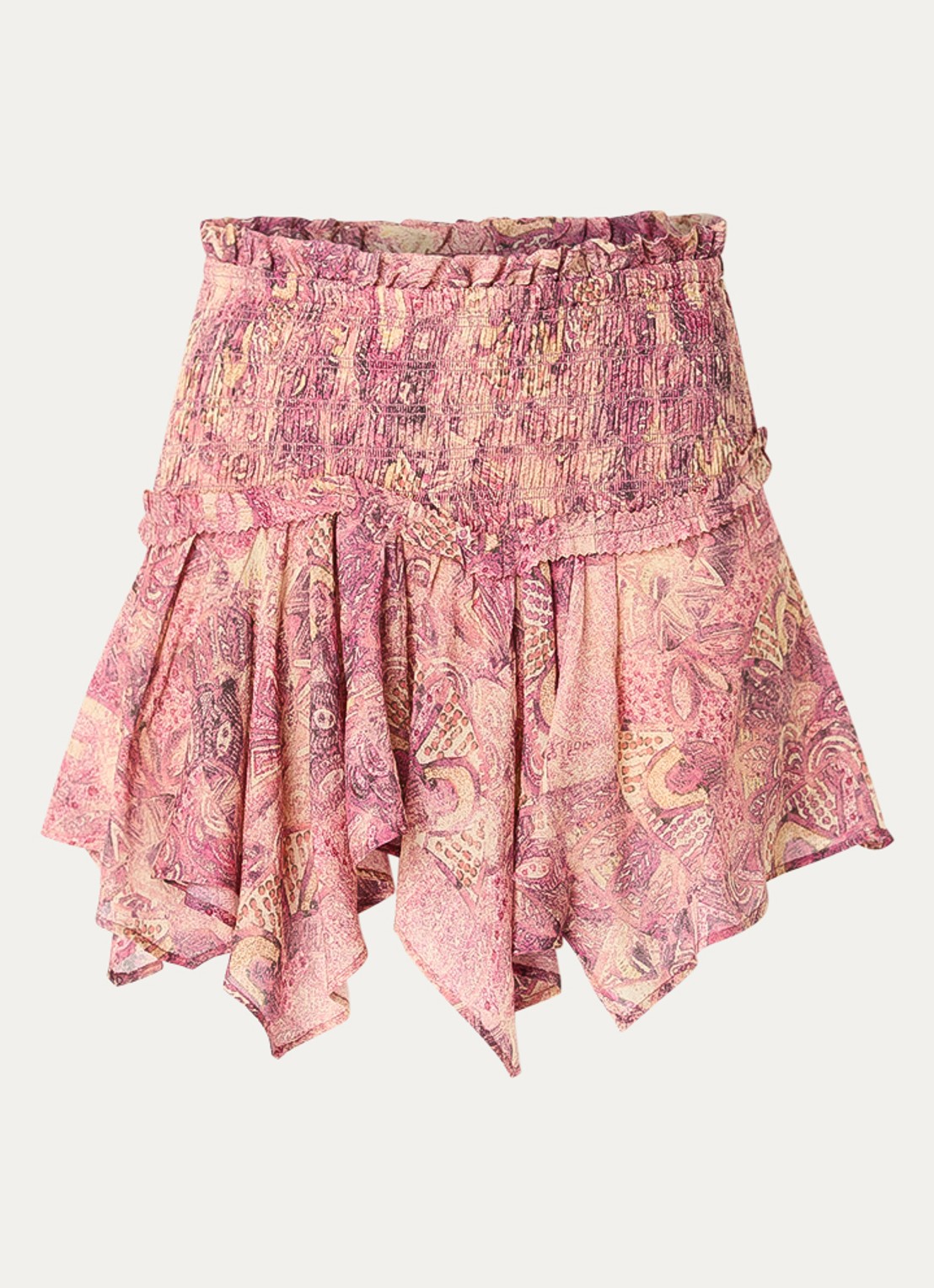 Isabel Marant Ceiva minirok van zijde met print - voorkant 4 donkerroze