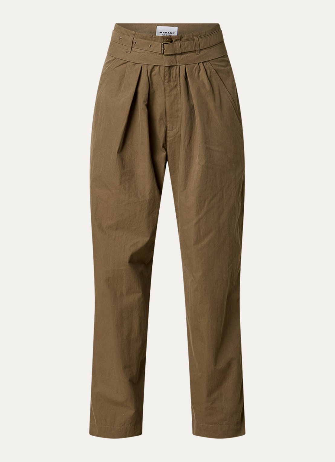 Isabel Marant Celia high waist loose fit broek met ceintuur - voorkant 2 khaki