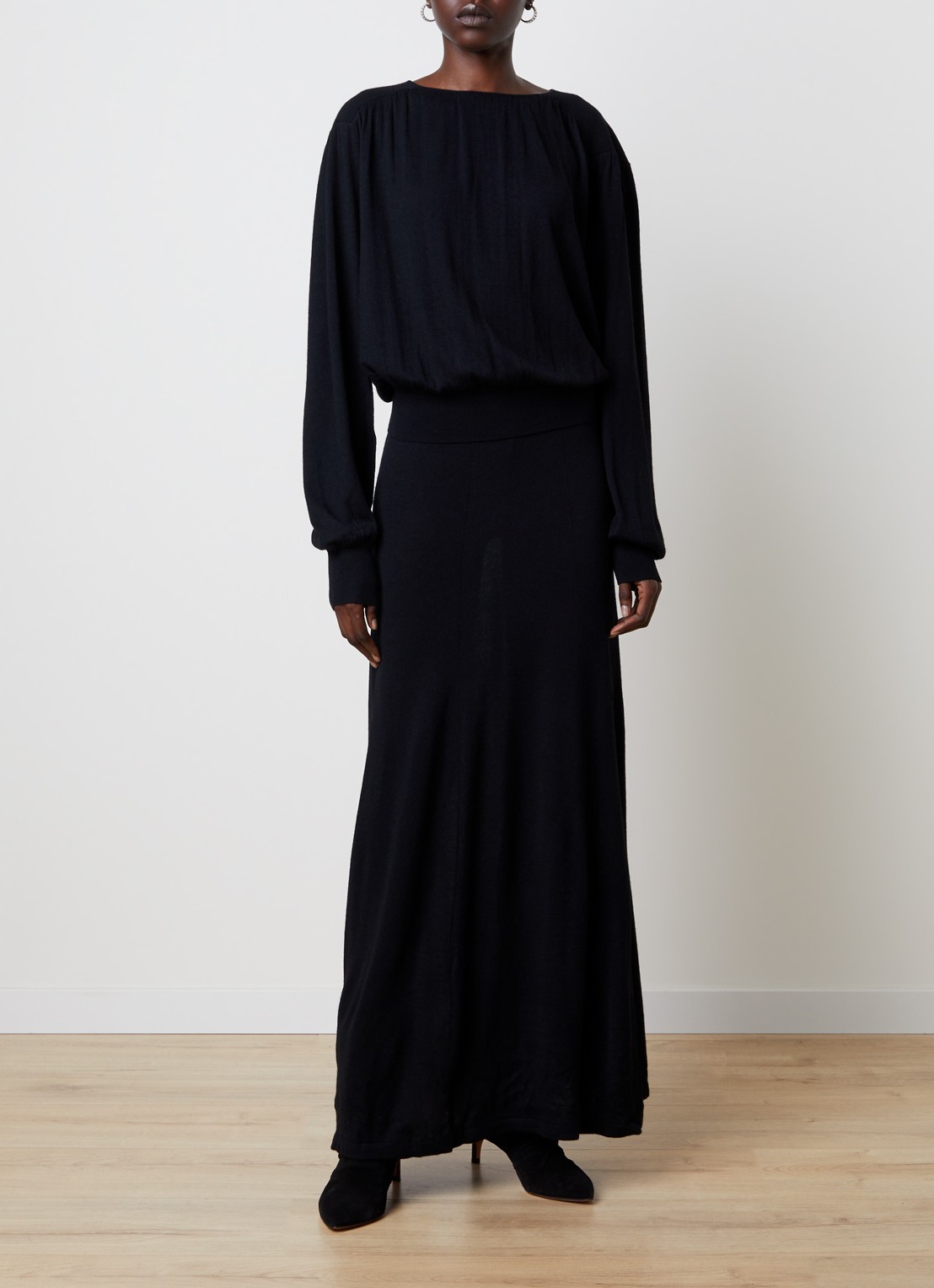 Isabel Marant Chady fijngebreide maxi jurk in wolblend - detail zwart