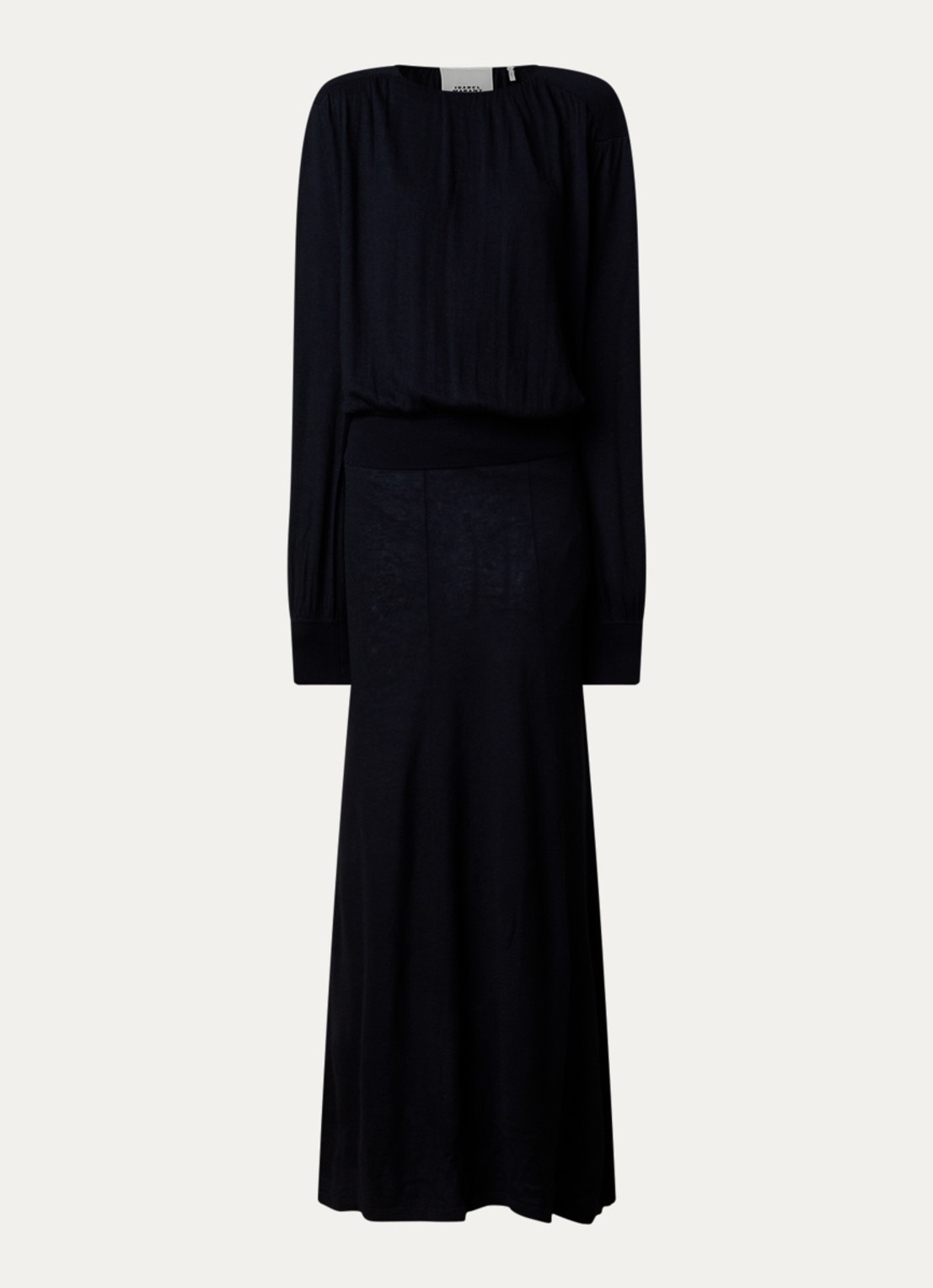 Isabel Marant Chady fijngebreide maxi jurk in wolblend - voorkant 3 zwart