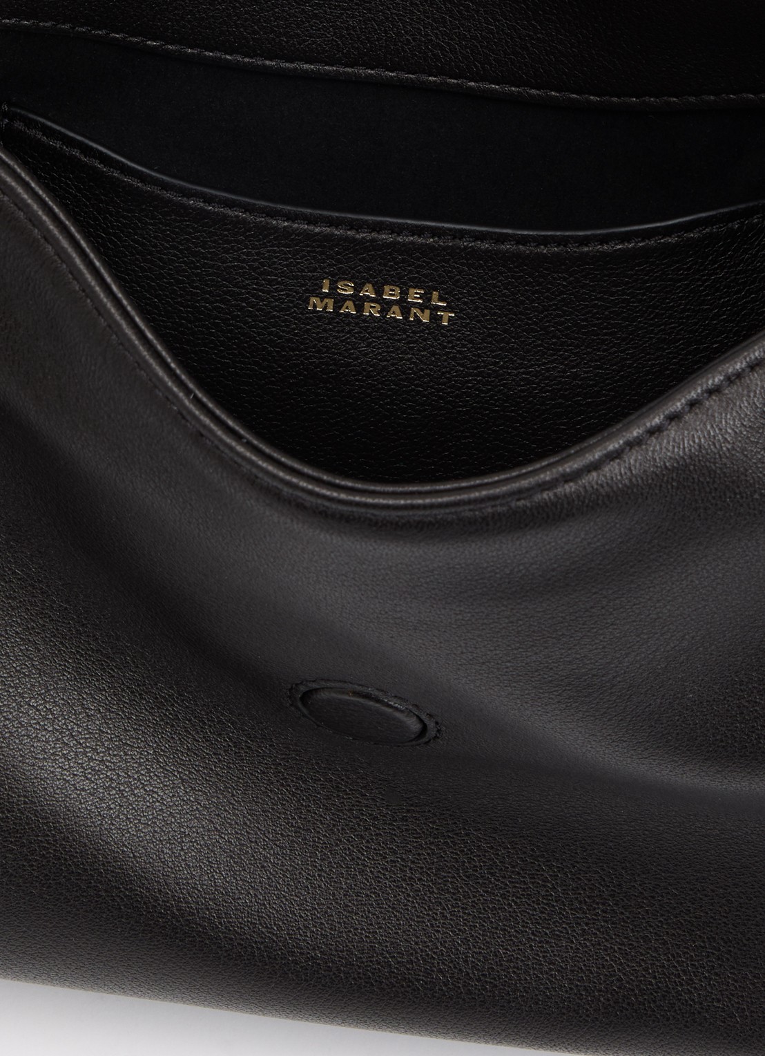 Isabel Marant Chany M schoudertas van lamsleer met studs en afneembare schouderriem - detail zwart