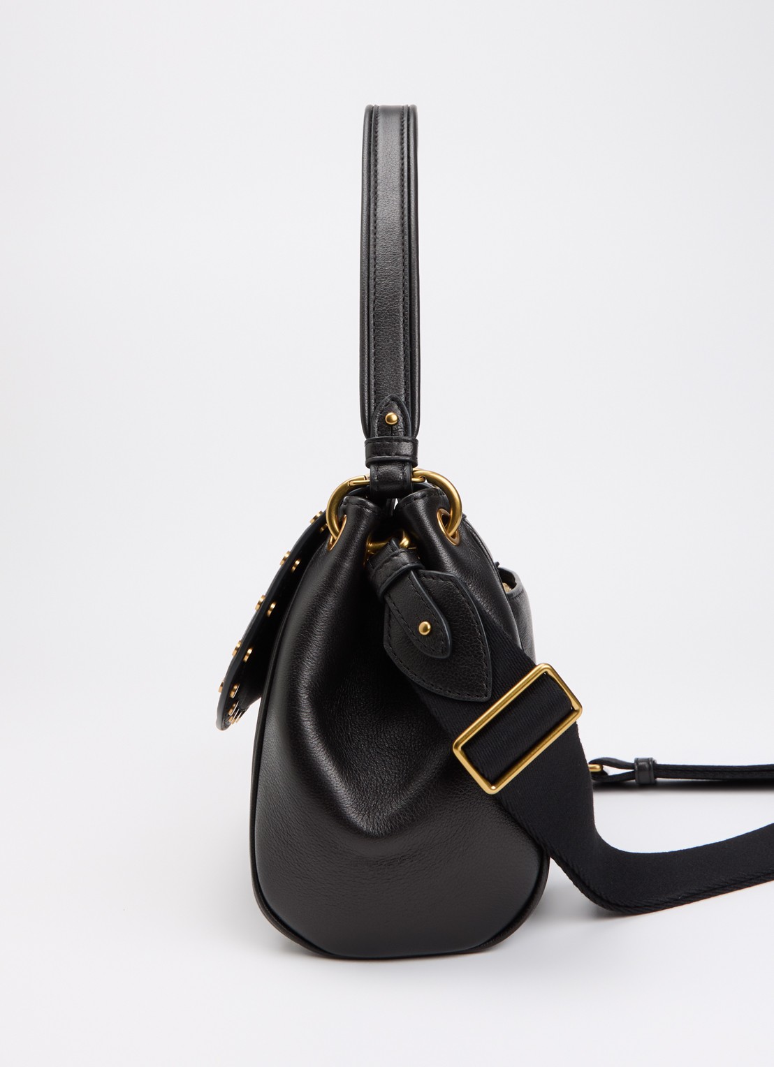 Isabel Marant Chany M schoudertas van lamsleer met studs en afneembare schouderriem - detail 2 zwart