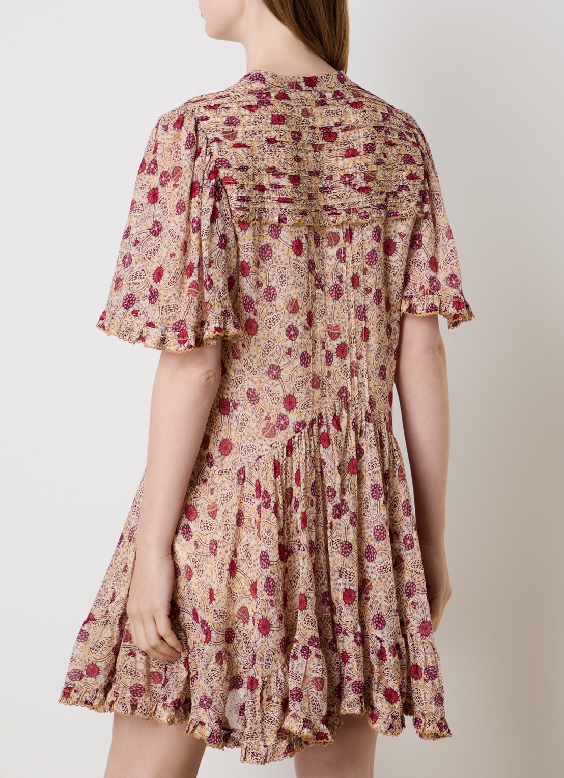 Isabel Marant Daynia mini blousejurk met print - achterkant 5 oranje