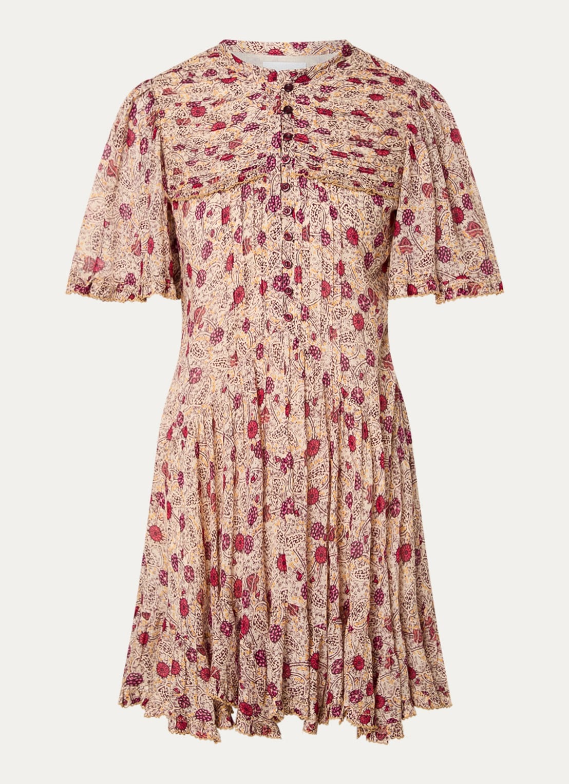 Isabel Marant Daynia mini blousejurk met print - voorkant 3 oranje