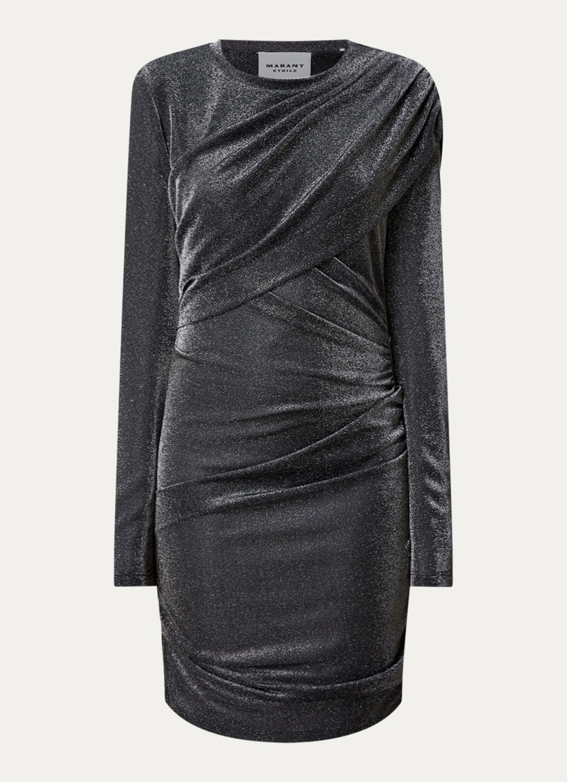 Isabel Marant Denise semi-transparante mini jurk met lurex en gedrapeerd detail - voorkant 2 antraciet