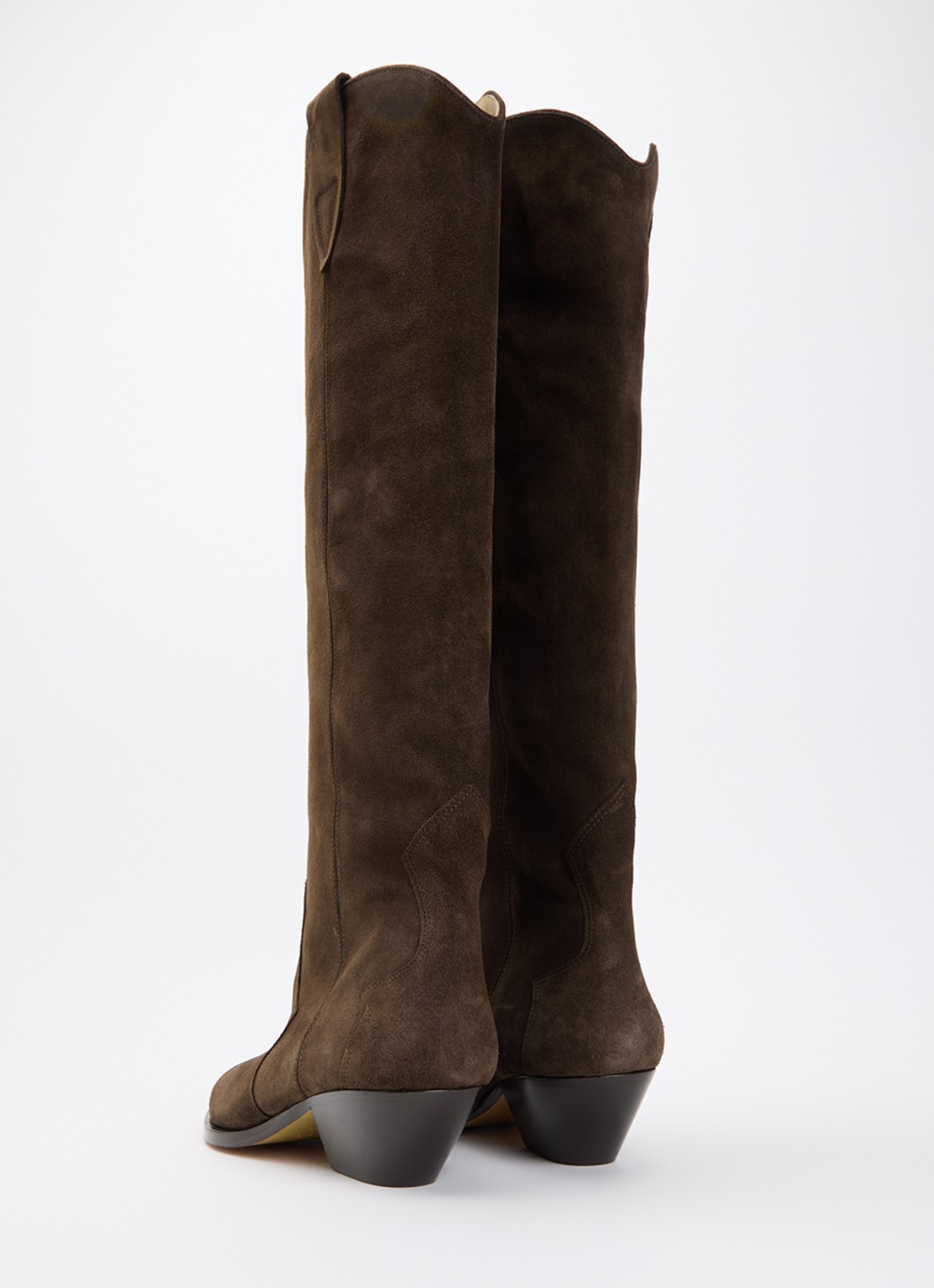 Isabel Marant Denvee cowboylaars van kalfssuède - achterkant chocoladebruin
