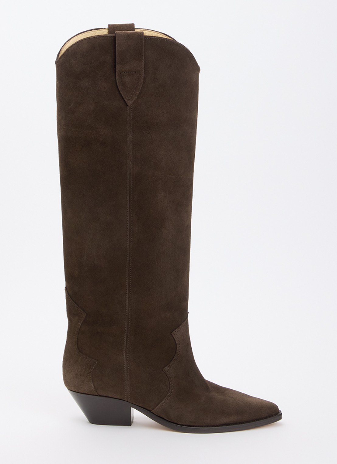 Isabel Marant Denvee cowboylaars van kalfssuède - voorkant 2 chocoladebruin