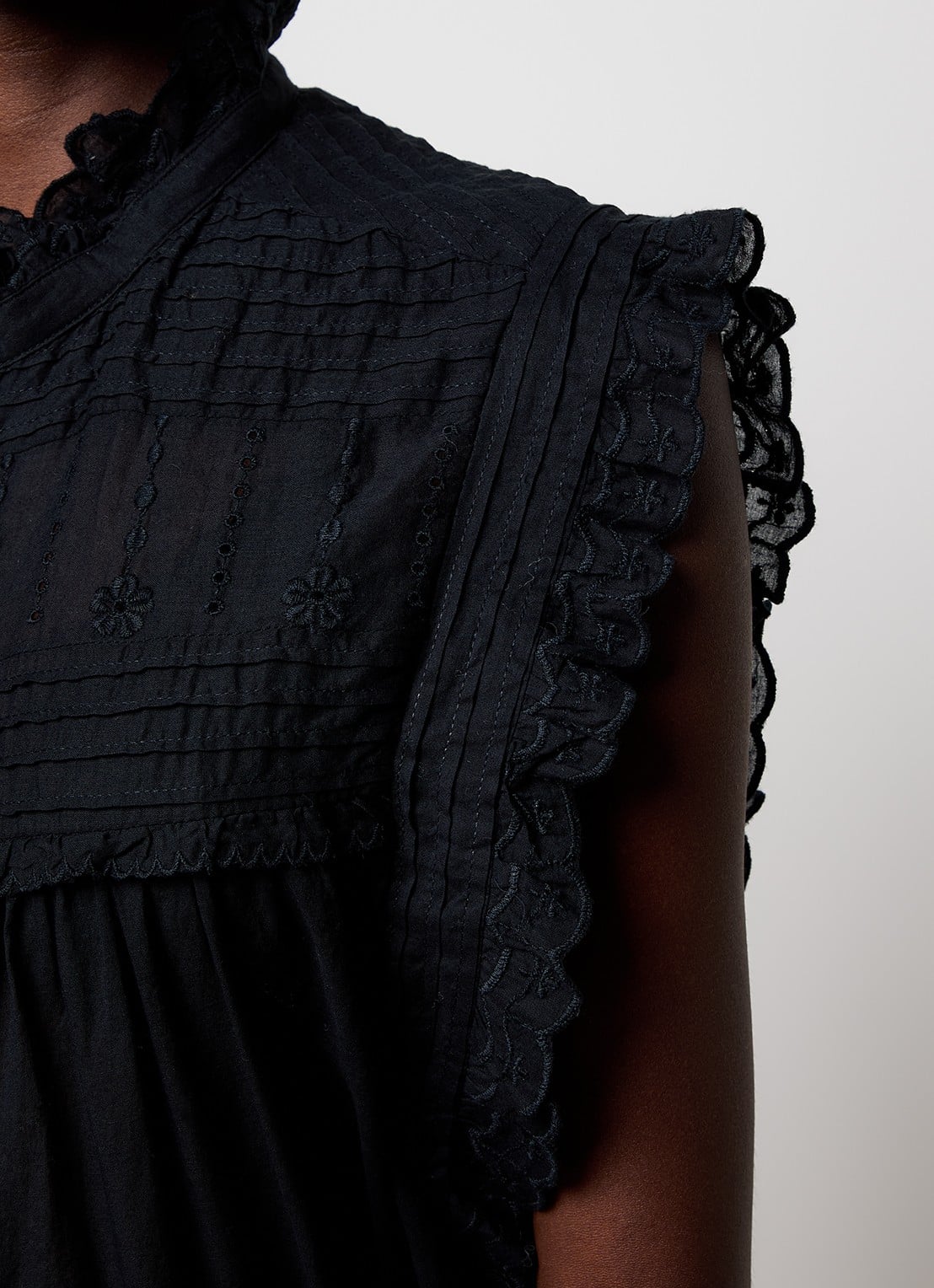 Isabel Marant Dersia mouwloze blouse met volant - detail 2 zwart