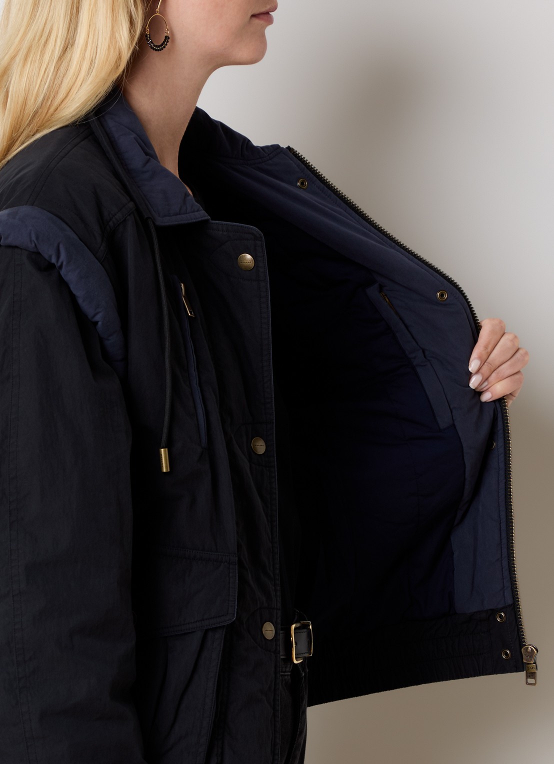 Isabel Marant Desha jack met klepzakken en afritsbare mouwen  - detail 2 zwart