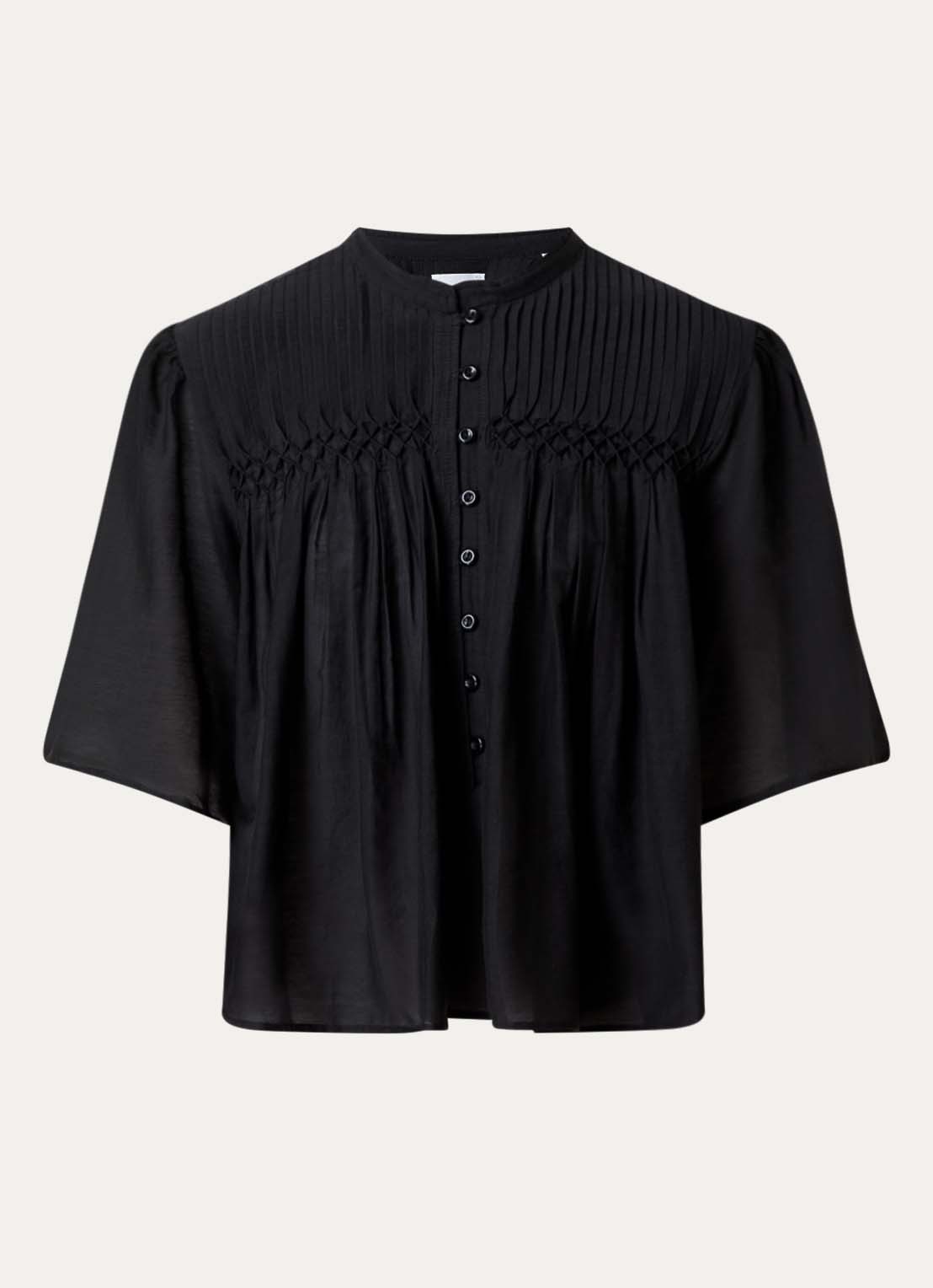 Isabel Marant Destiny tuniek met smockwerk - voorkant 2 zwart