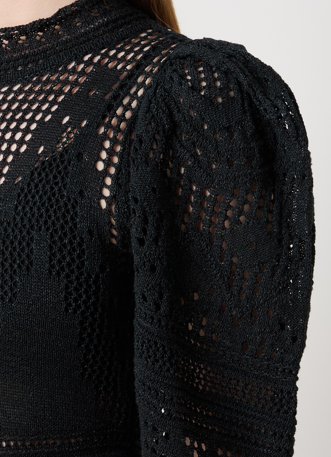 Isabel Marant Dione grofgebreide jurk met opengewerkt dessin - detail 5 zwart