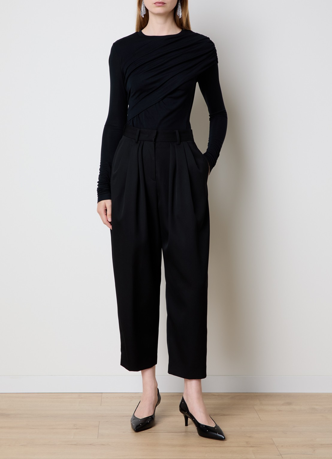 Isabel Marant Dressi top met gedrapeerd detail - voorkant 2 zwart