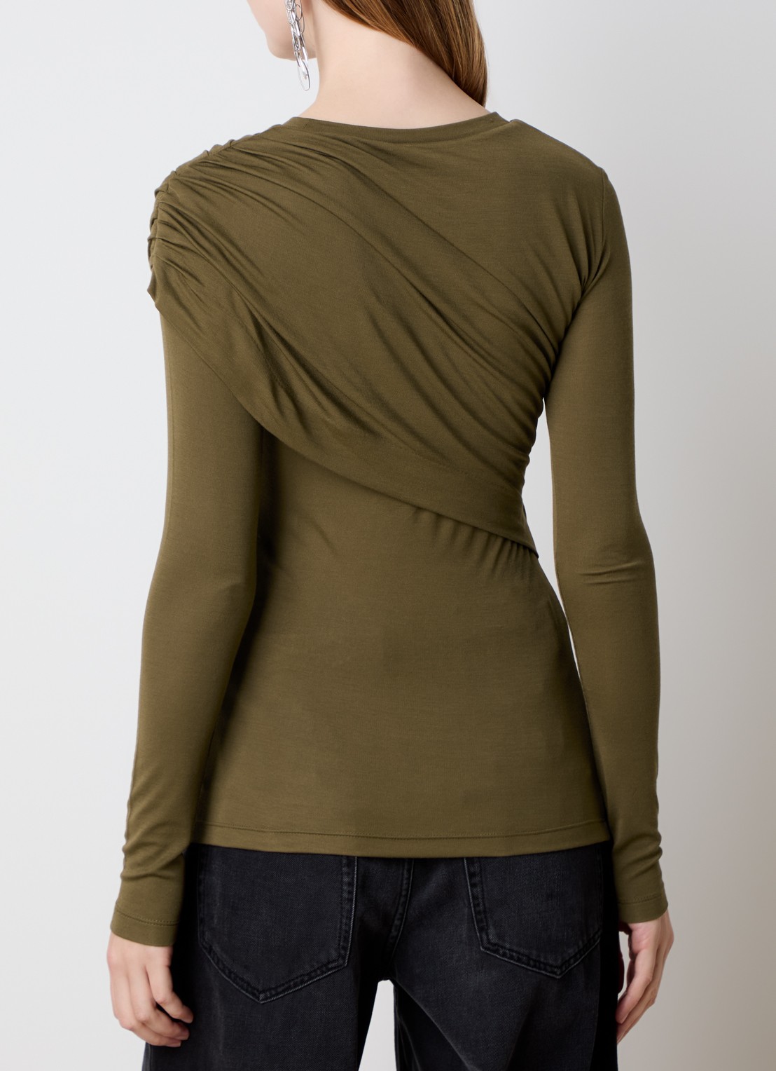 Isabel Marant Dressi top met gedrapeerd detail - achterkant legergroen