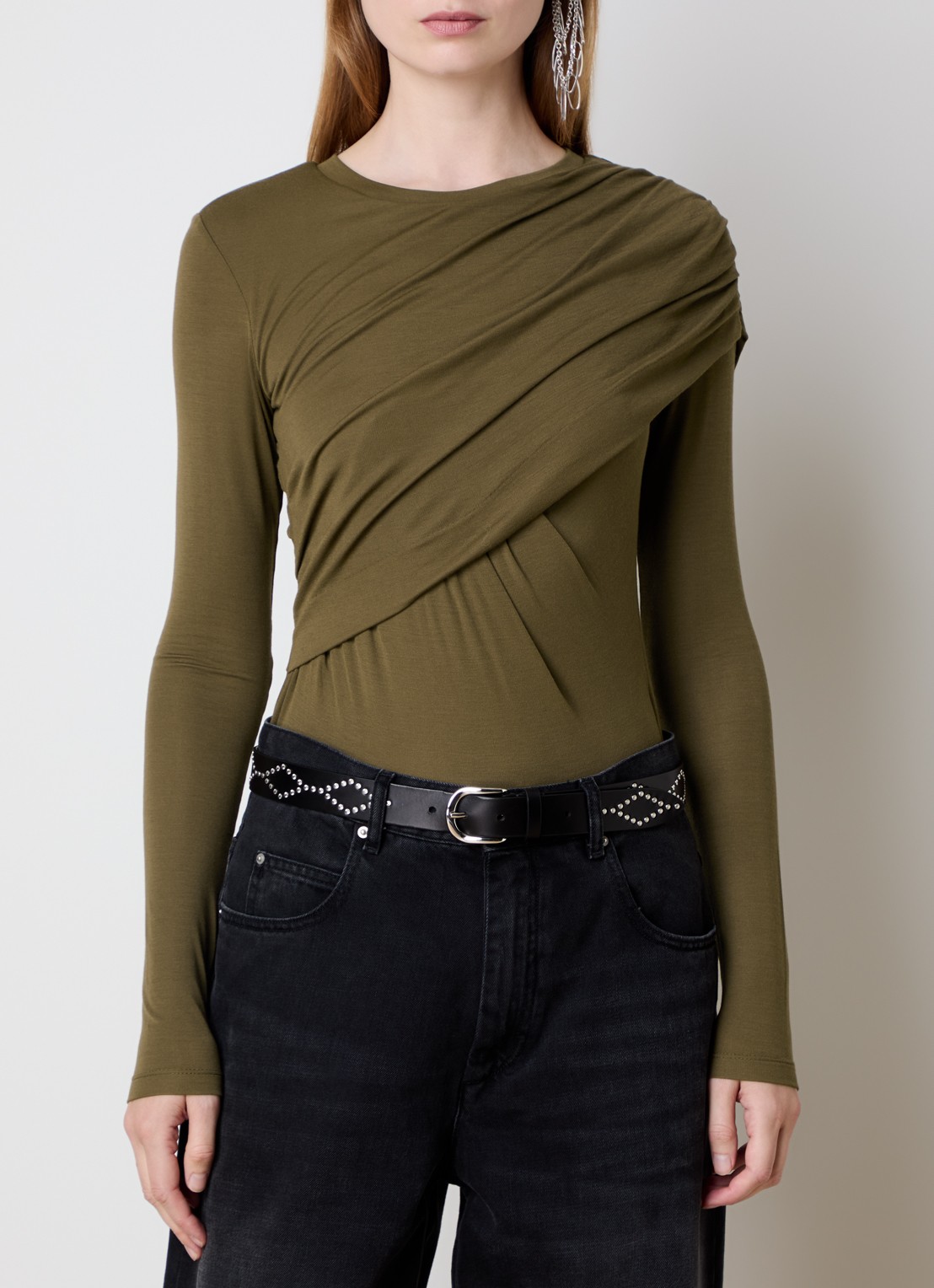 Isabel Marant Dressi top met gedrapeerd detail - detail 2 legergroen