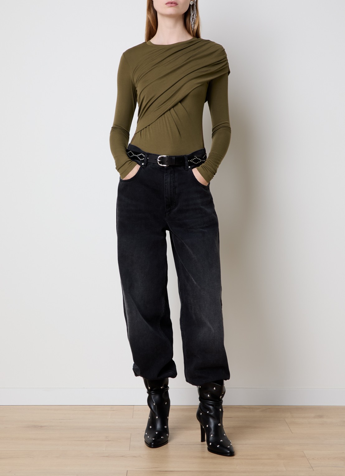 Isabel Marant Dressi top met gedrapeerd detail - voorkant 5 legergroen