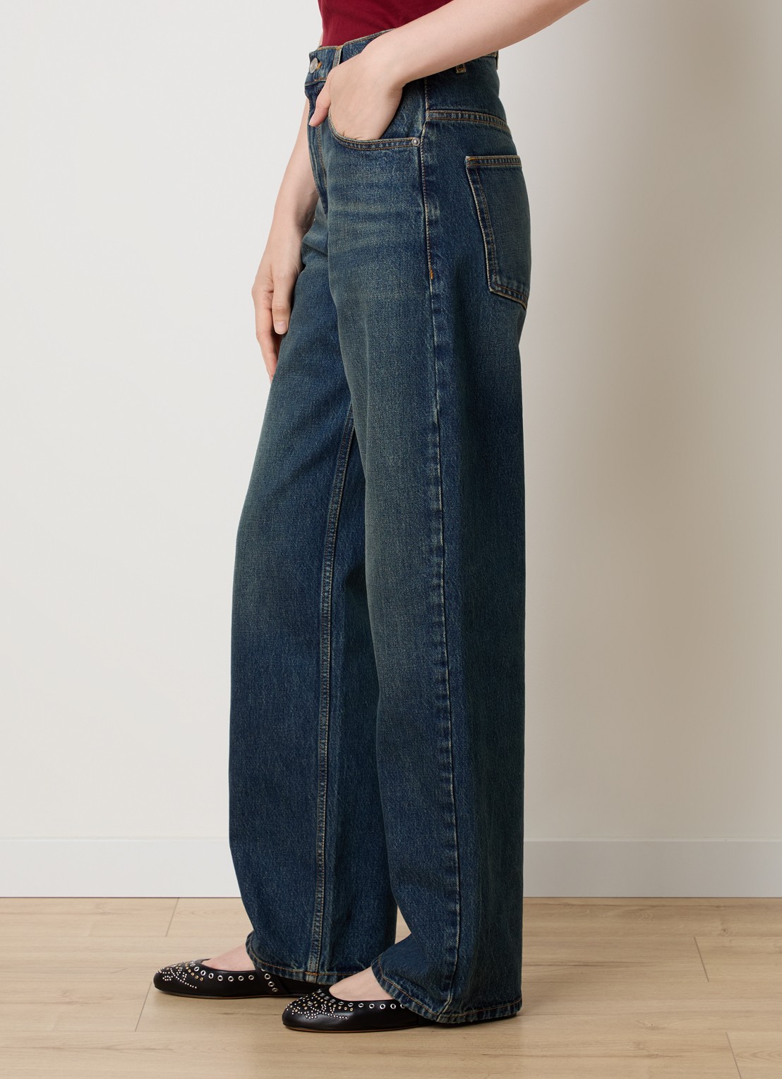 Isabel Marant Dromie high waist straight leg jeans met donkere wassing - detail 2 indigo