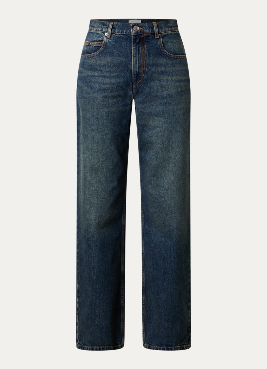 Isabel Marant Dromie high waist straight leg jeans met donkere wassing - voorkant 4 indigo