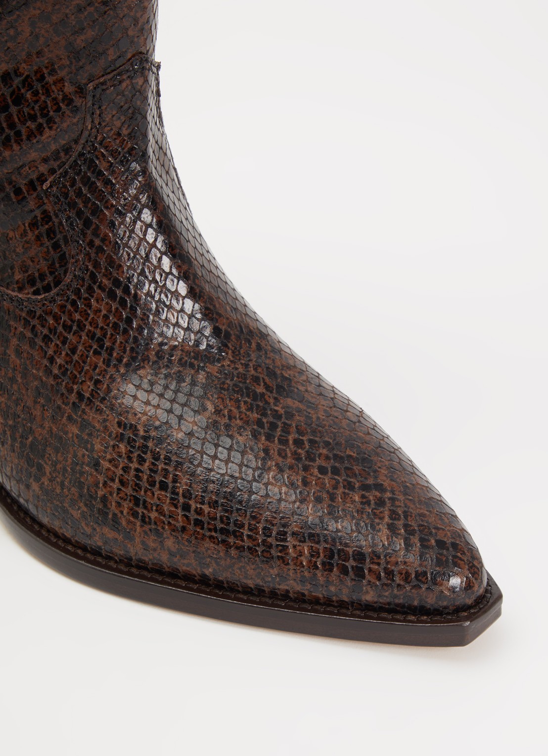 Isabel Marant Duerto cowboylaars van kalfsleer met slangenprint - detail 4 donkerbruin