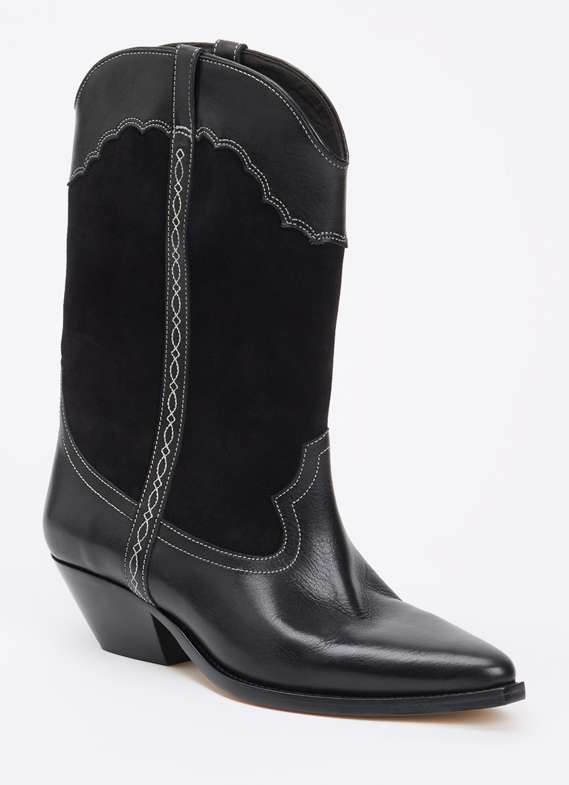 Isabel Marant Duerto cowboylaars van kalfsleer - voorkant zwart