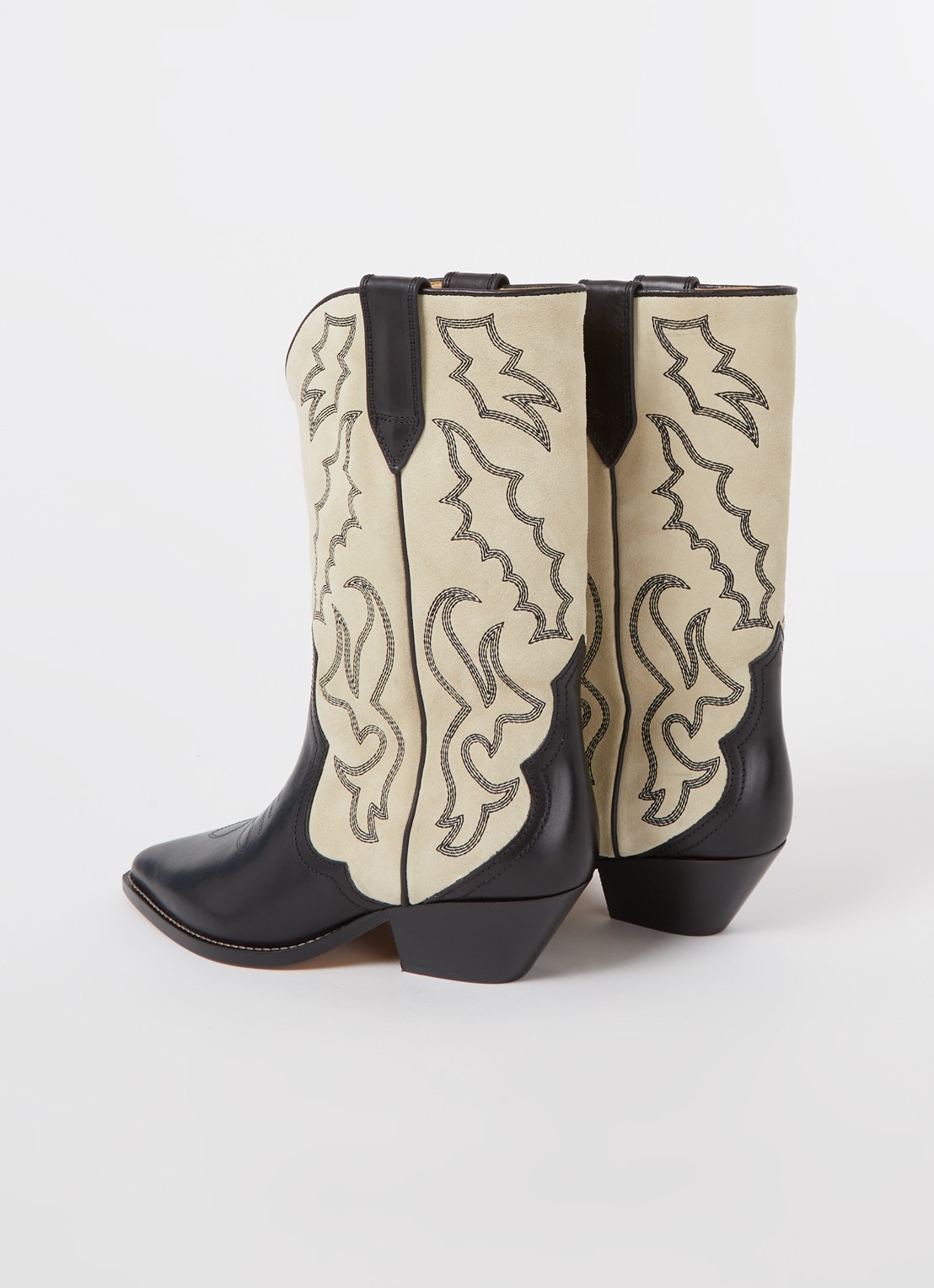 Isabel Marant Duerto cowboylaars van kalfssuède met leren details - detail 4 ivoor