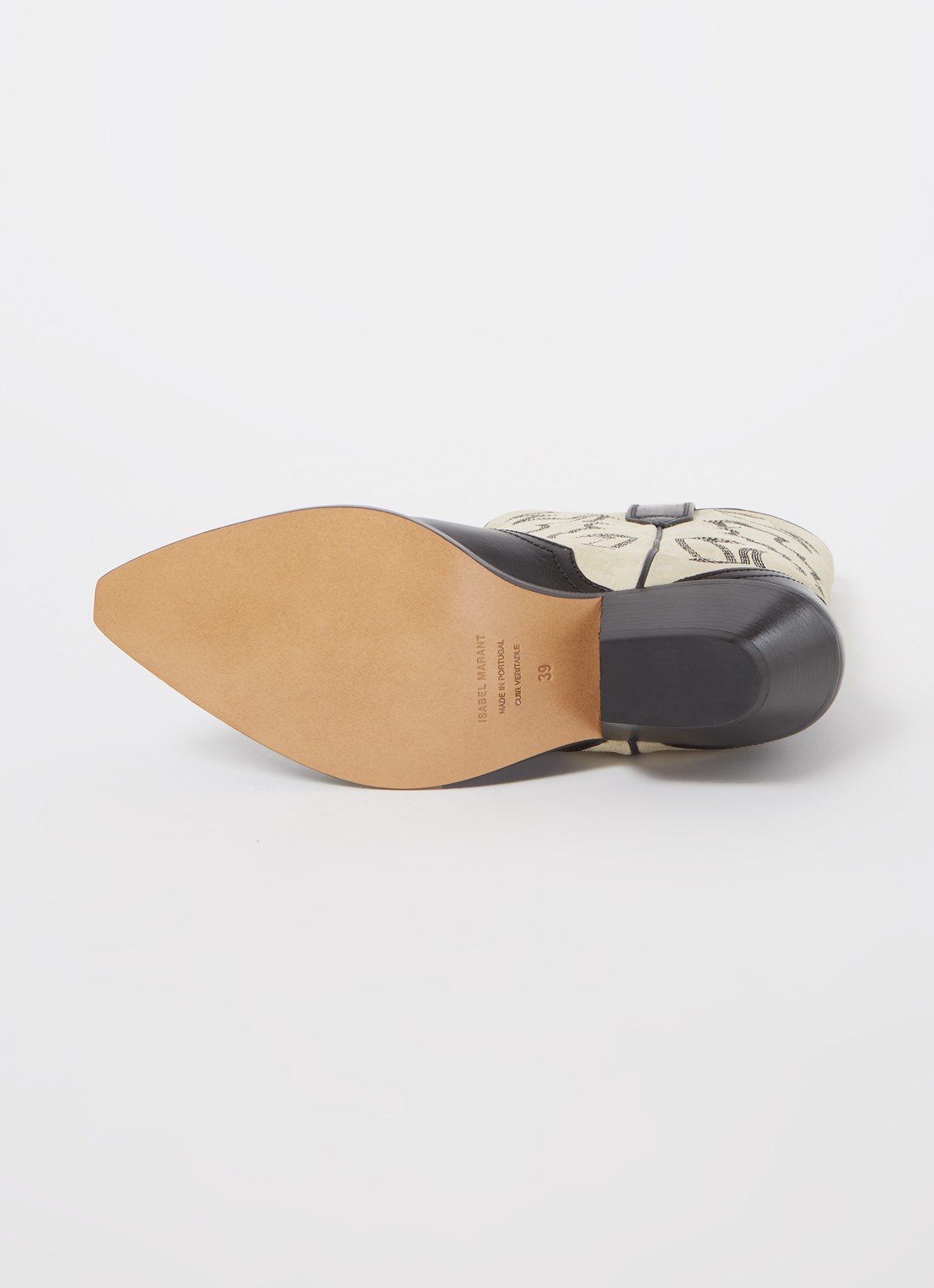 Isabel Marant Duerto cowboylaars van kalfssuède met leren details - detail 6 ivoor