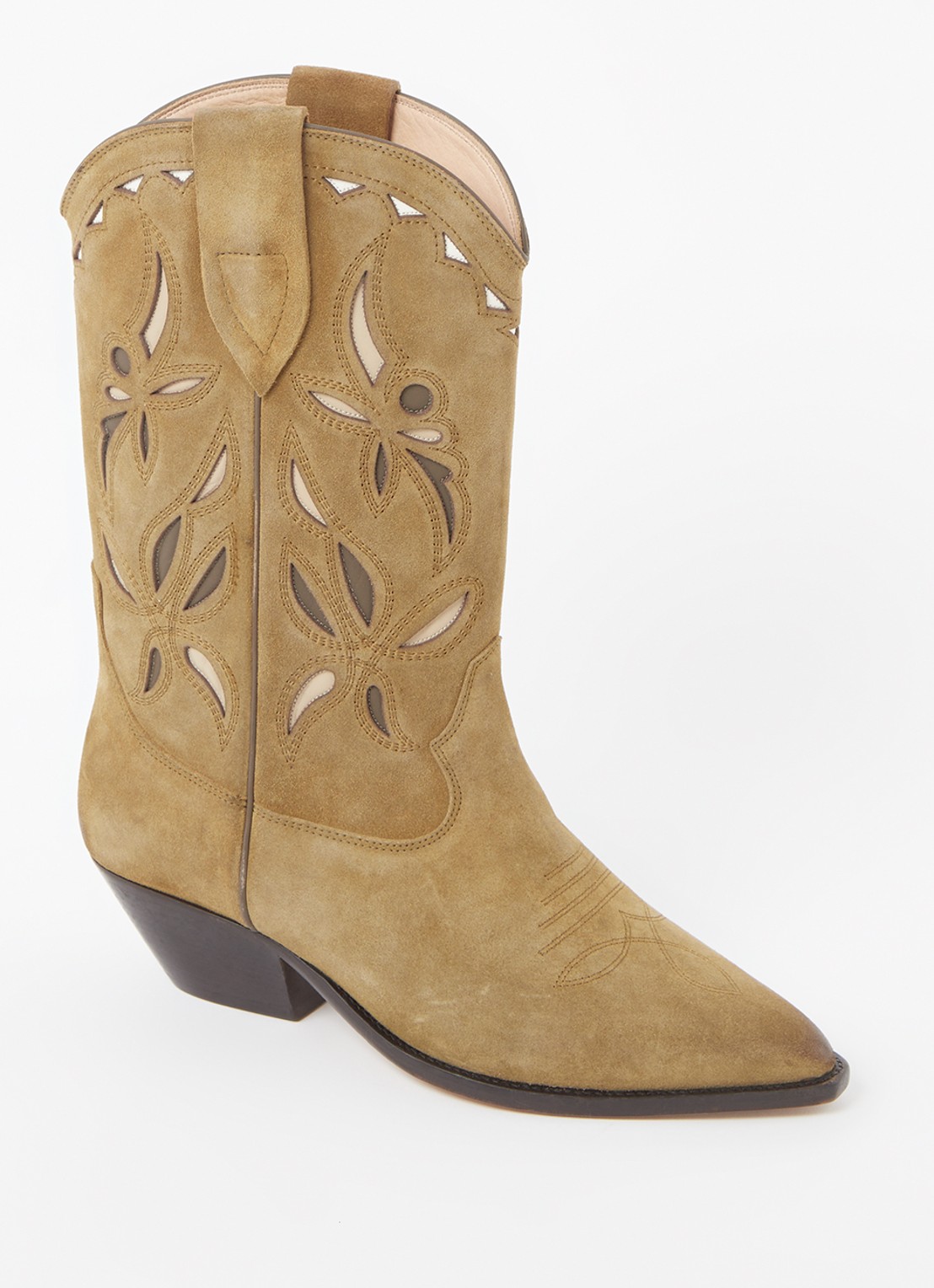Isabel Marant Duerto cowboylaars van kalfssuède - voorkant khaki