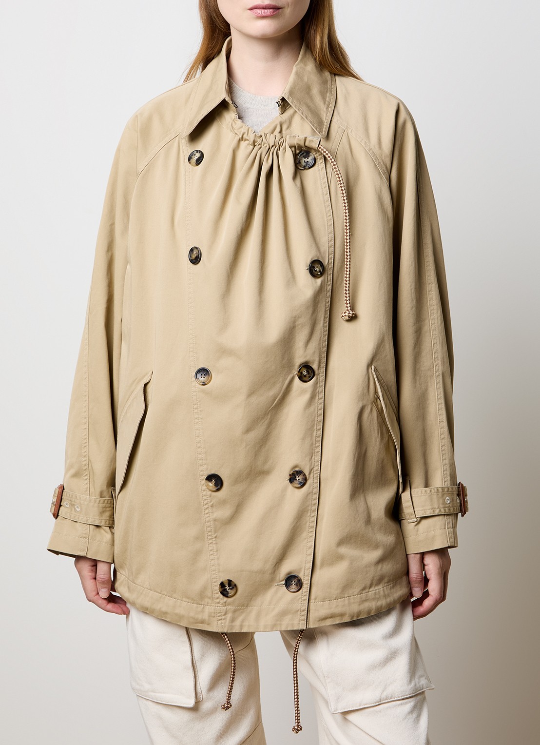 Isabel Marant Dusika double-breasted trenchcoat van  katoen - detail beige