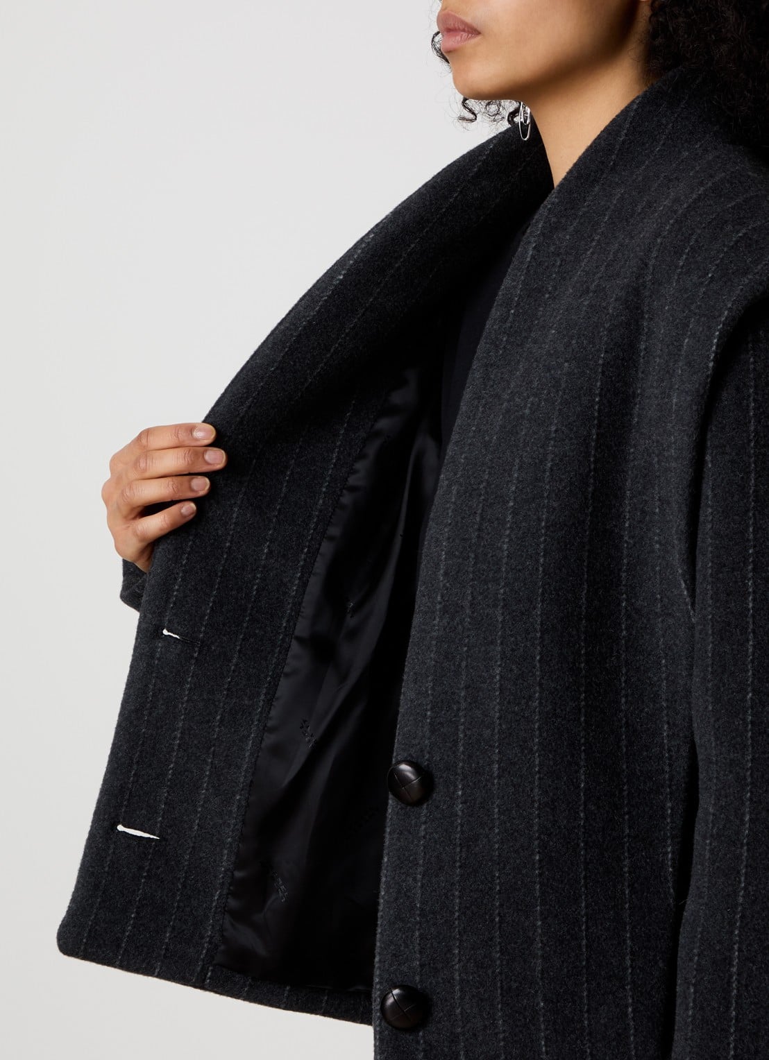 Isabel Marant Dyogo jack in wolblend met krijtstreep - detail 5 antraciet