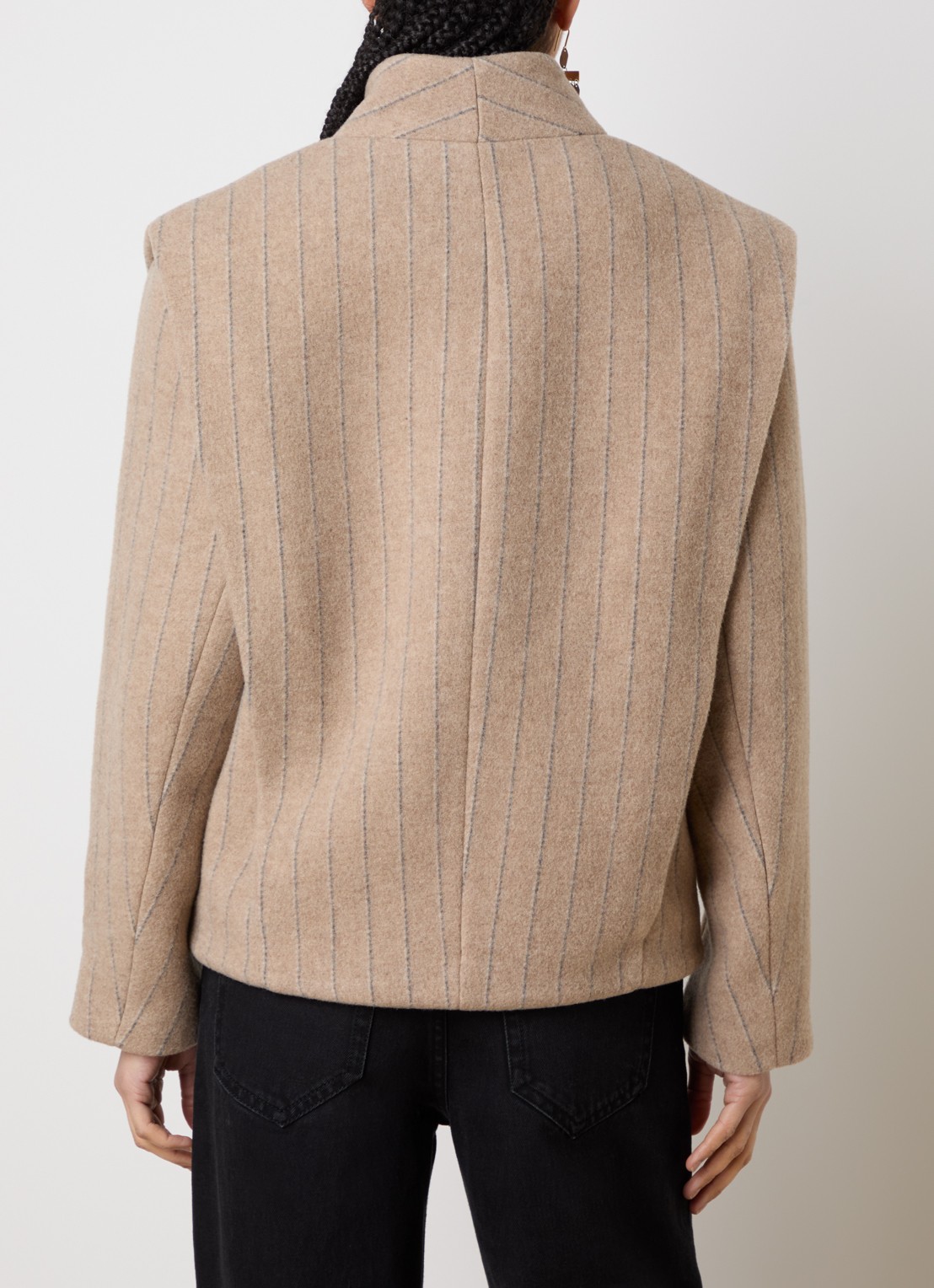 Isabel Marant Dyogo jack in wolblend met krijtstreep - achterkant 4 taupe