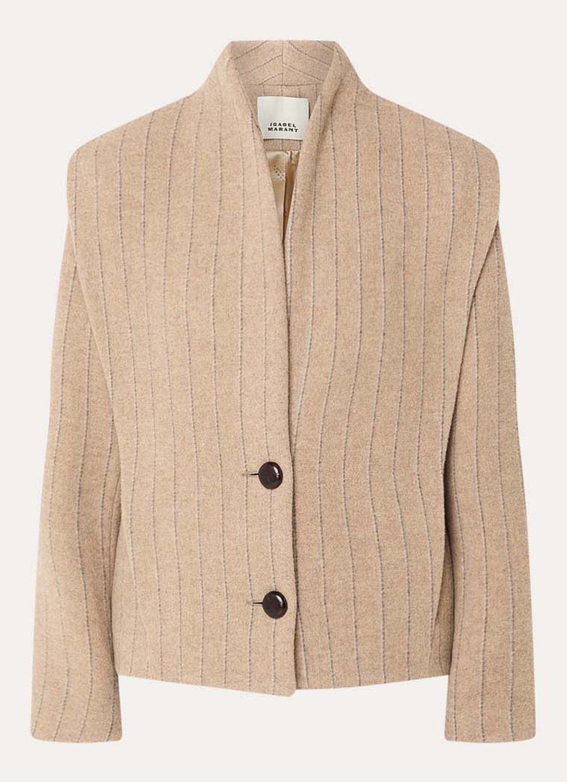 Isabel Marant Dyogo jack in wolblend met krijtstreep - voorkant 5 taupe