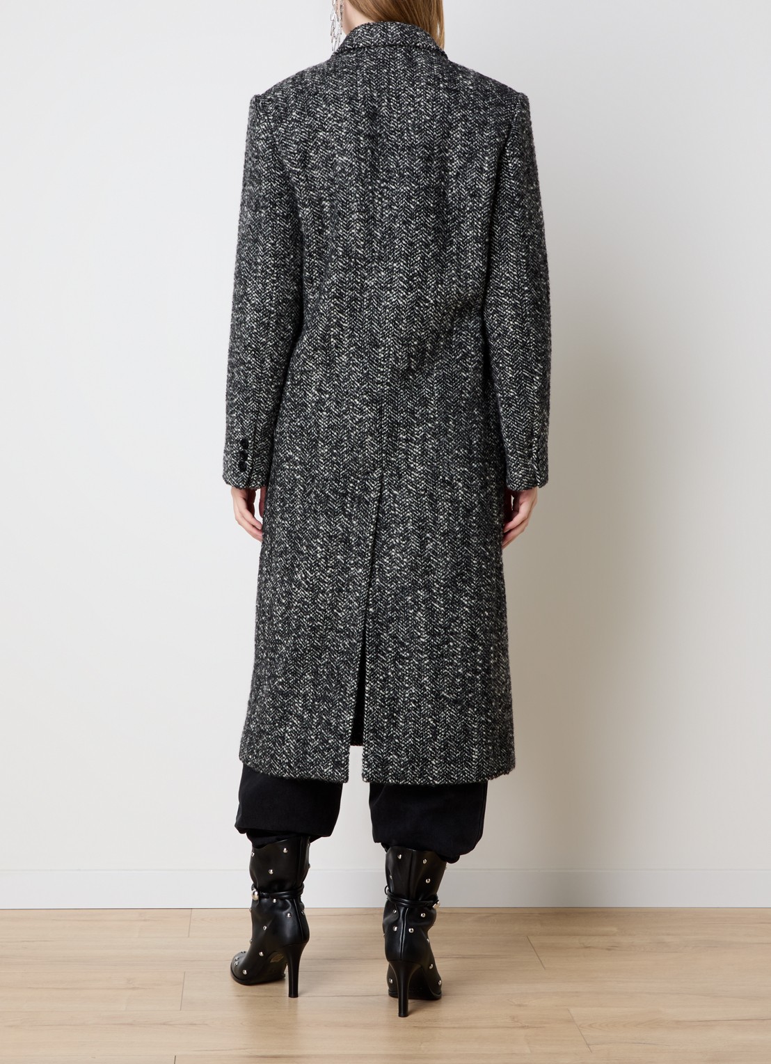 Isabel Marant Ebyane mantel in scheerwolblend - achterkant donkergrijs