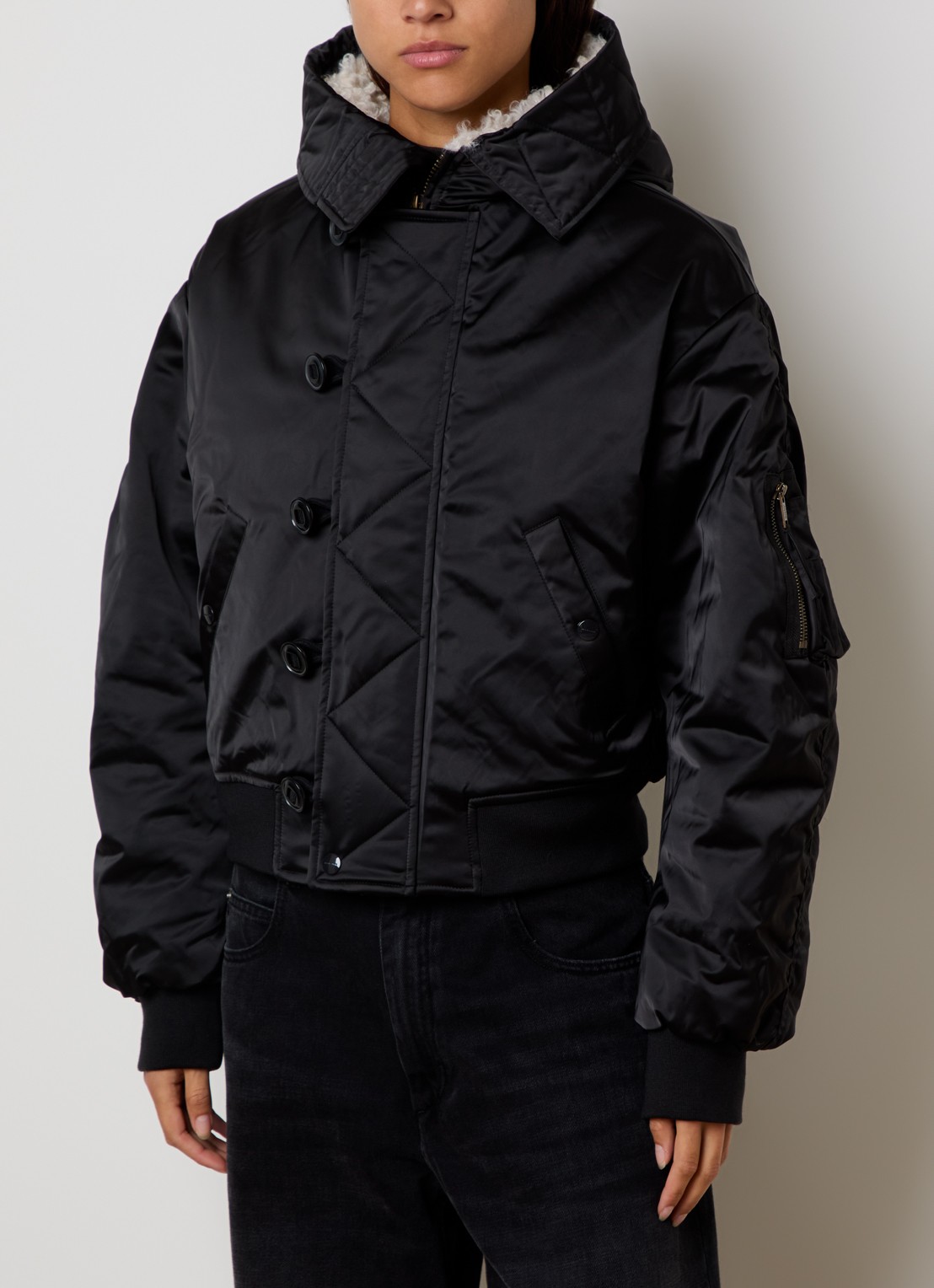 Isabel Marant Elisa gewatteerd jack met opstaande kraag - detail 4 zwart