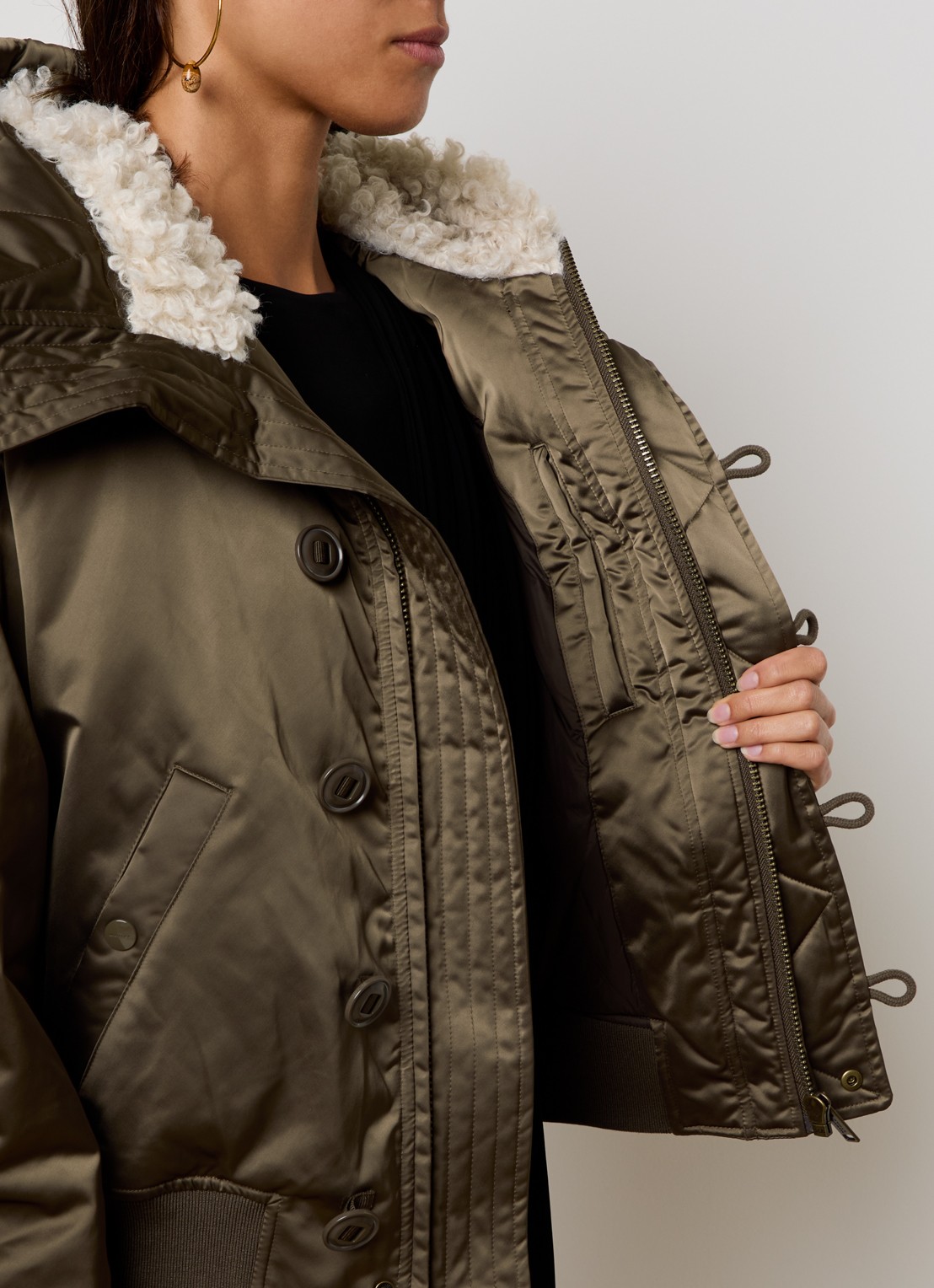 Isabel Marant Elisa gewatteerd jack met opstaande kraag - detail 5 bronsgroen