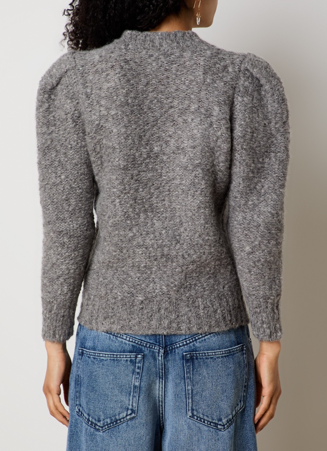 Isabel Marant Emma grofgebreide trui in alpaca wolblend met pofmouw - achterkant grijs