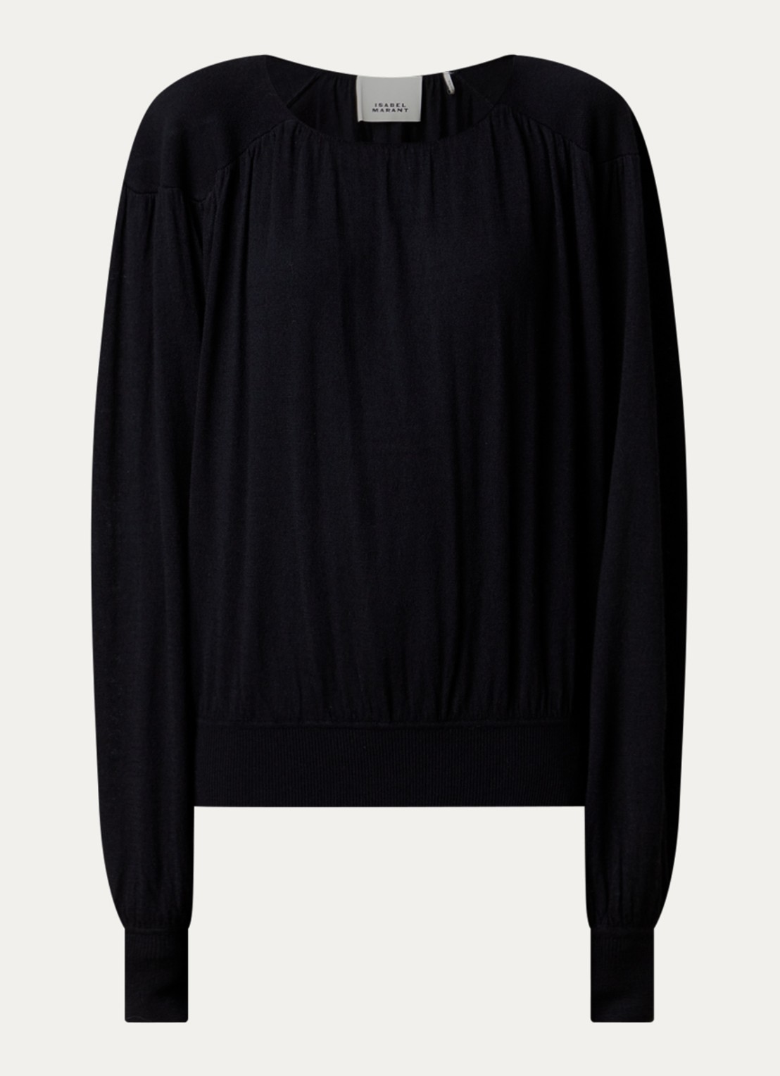 Isabel Marant Enza fijngebreide pullover in scheerwolblend met ruches - voorkant 4 zwart