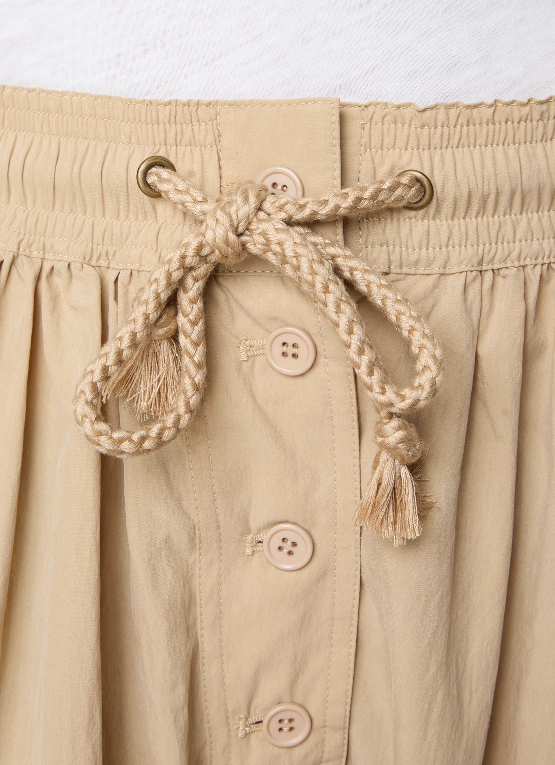Isabel Marant Falcona mid waist wide fit chino met steekzakken - detail 5 zand